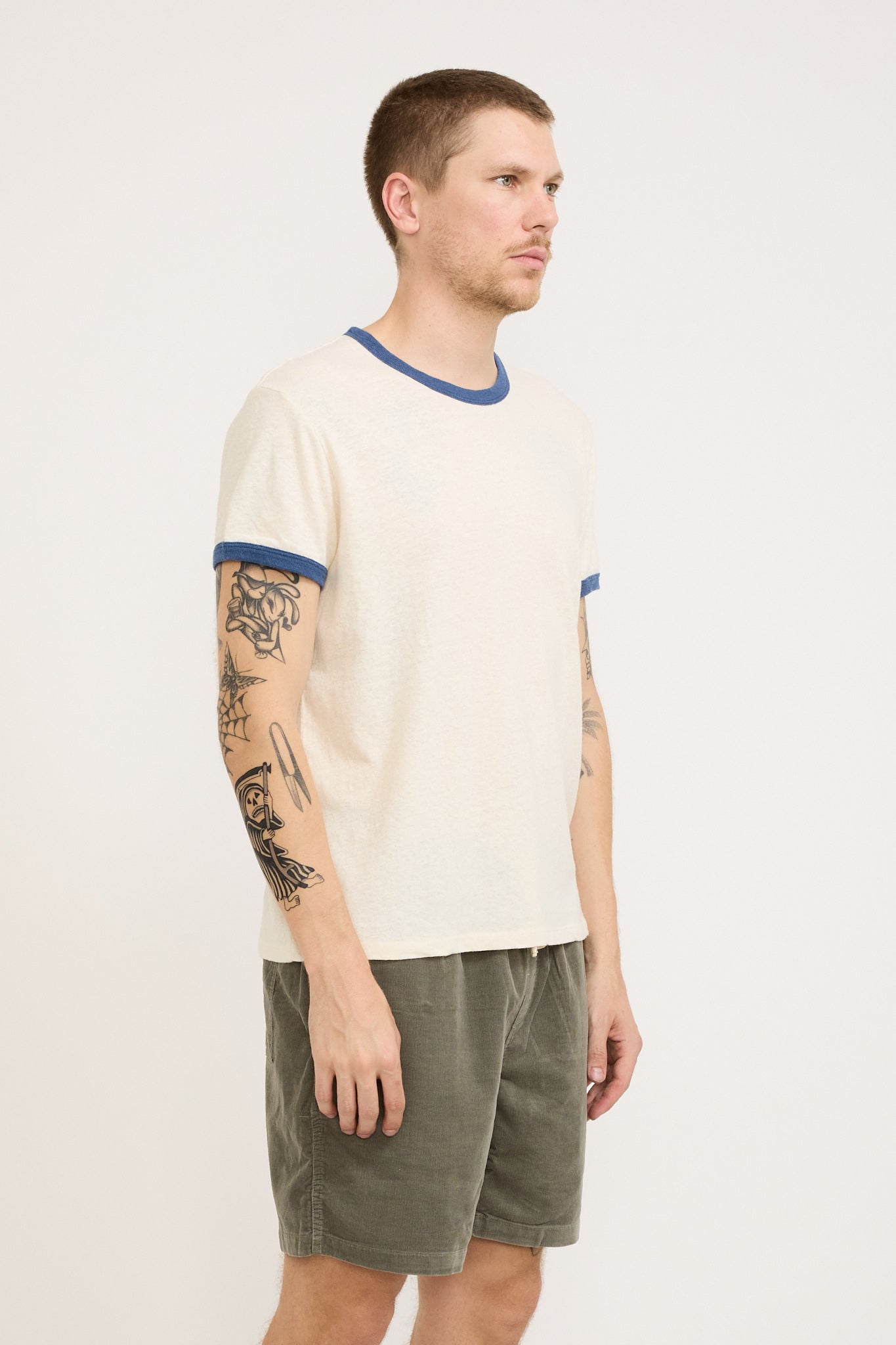 Mollusk | Hemp Ringer Tee Natural/Navy | Maplestore