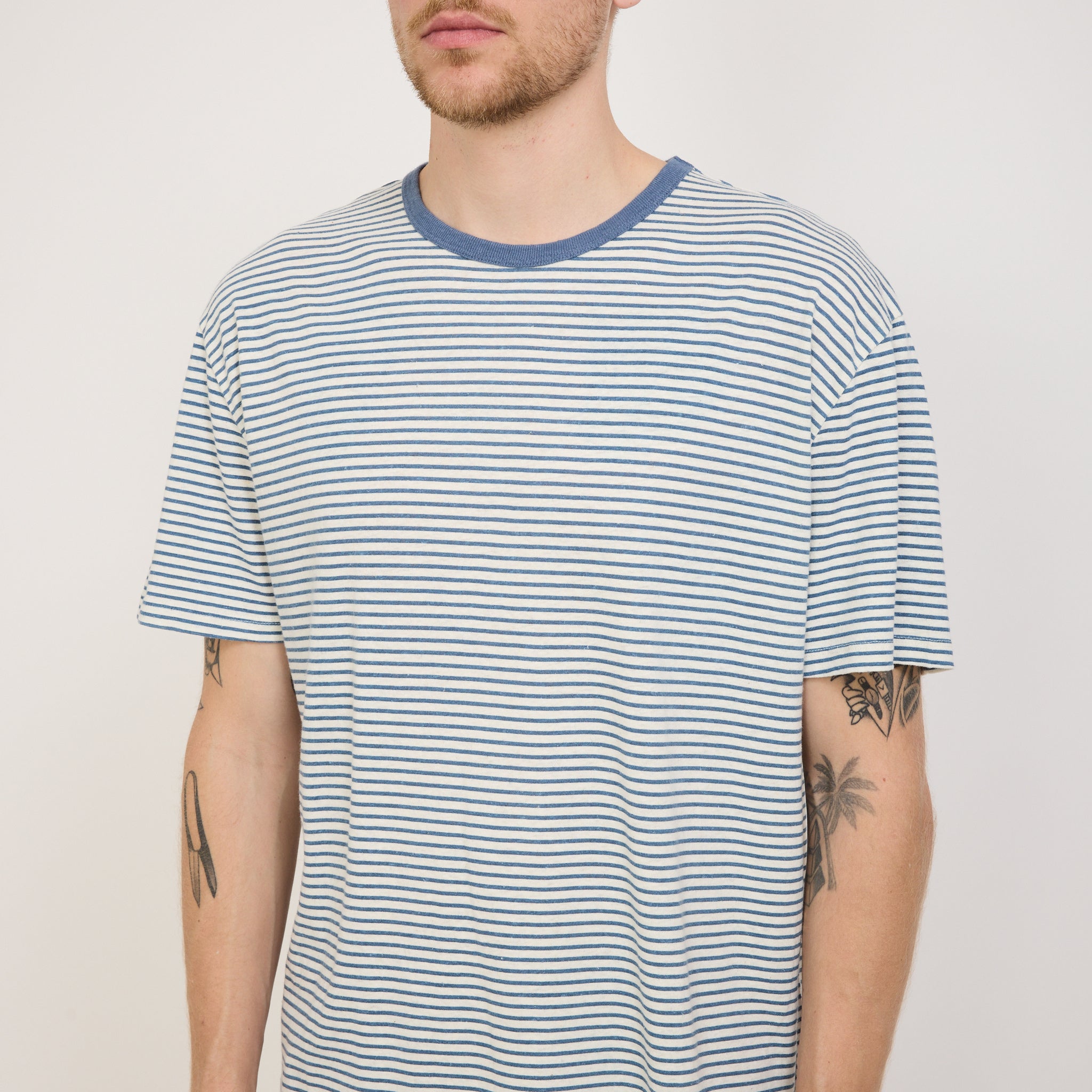 Mollusk | Hemp Tee Natural/Indigo Stripe | Maplestore