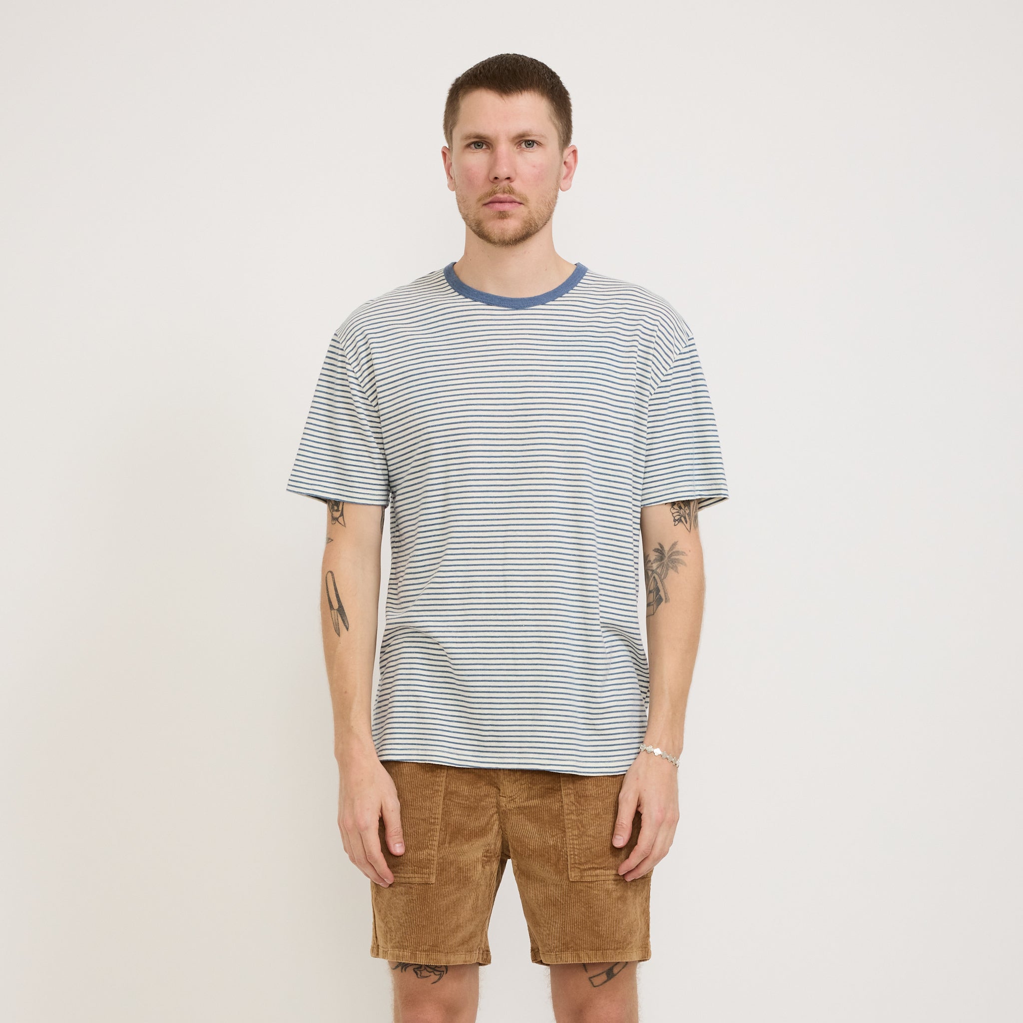 Hemp Tee Natural/Indigo Stripe