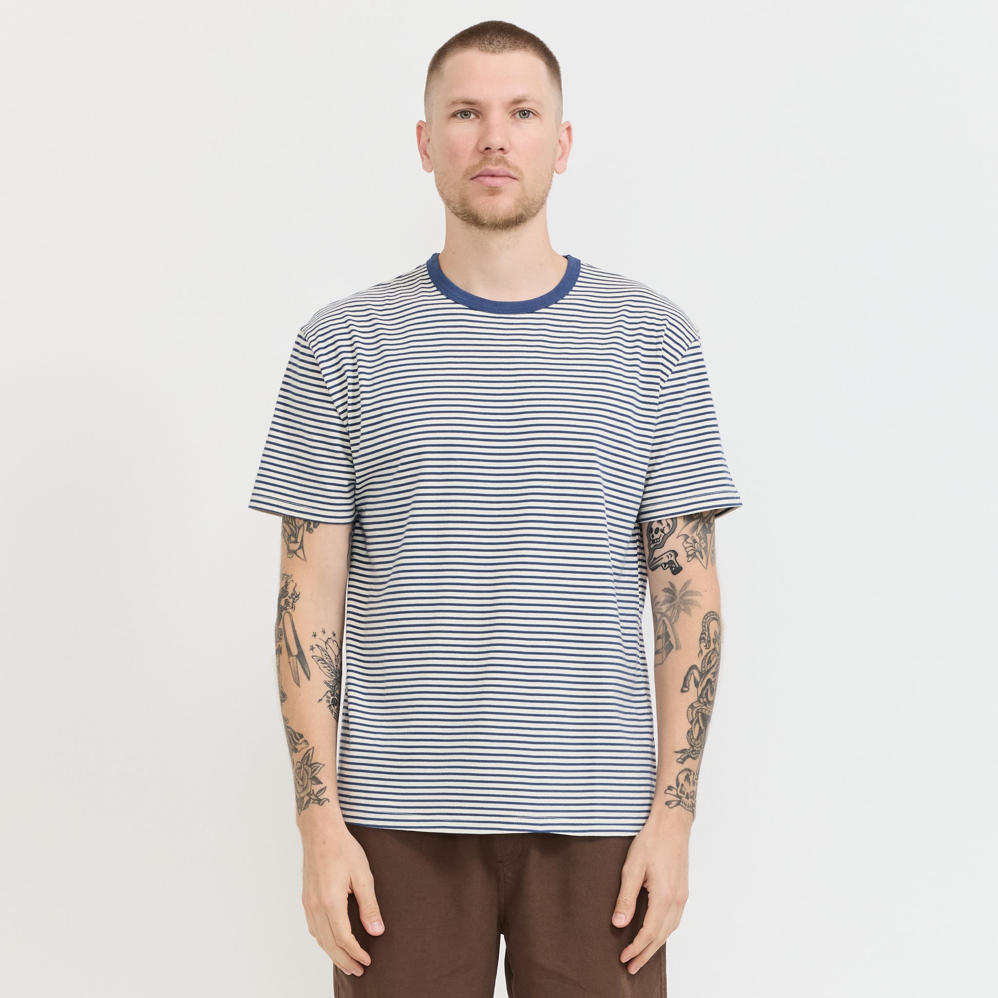 Striped Heavy Tee Natural/Indigo