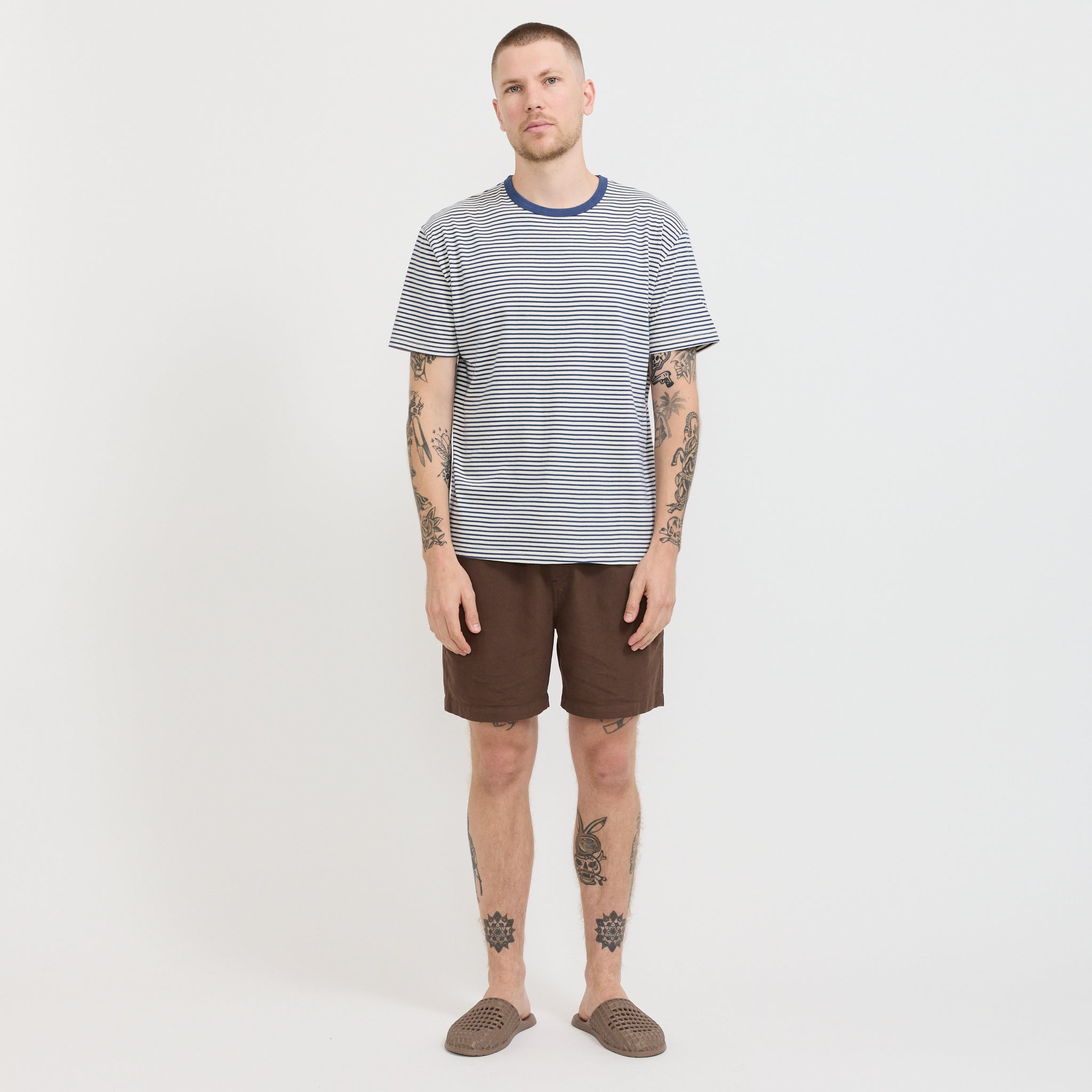 Striped Heavy Tee Natural/Indigo