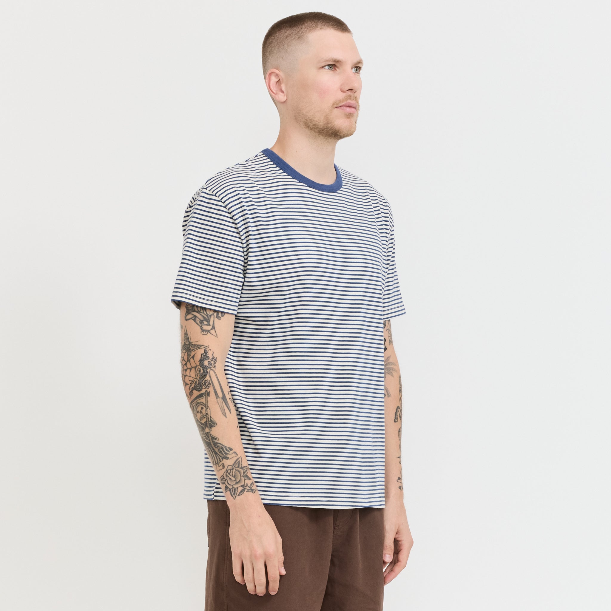 Striped Heavy Tee Natural/Indigo