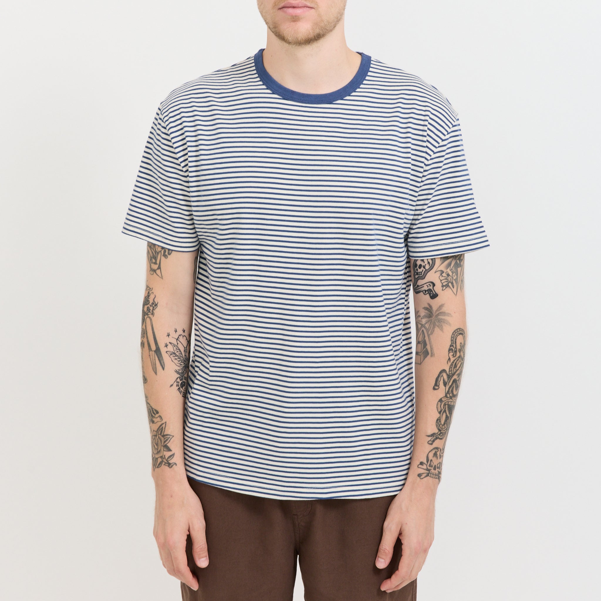 Striped Heavy Tee Natural/Indigo