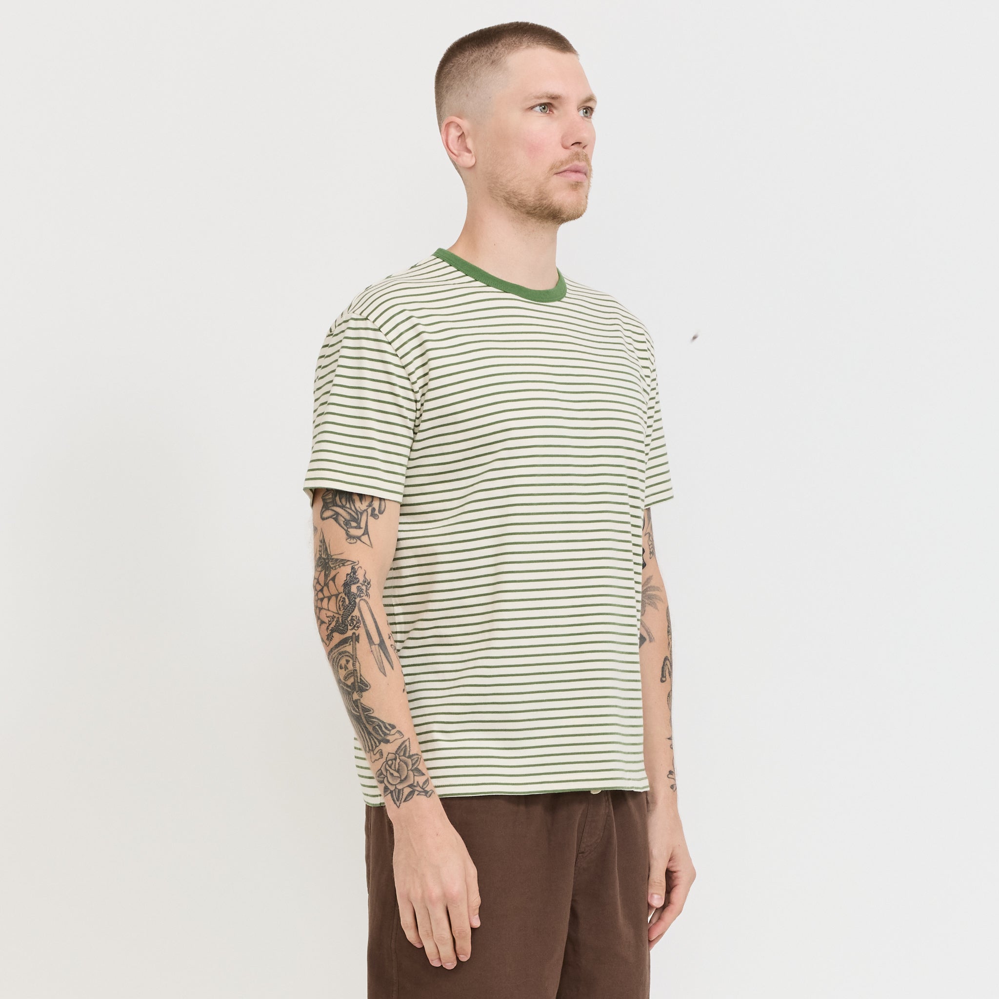 Striped Heavy Tee Natural/Green
