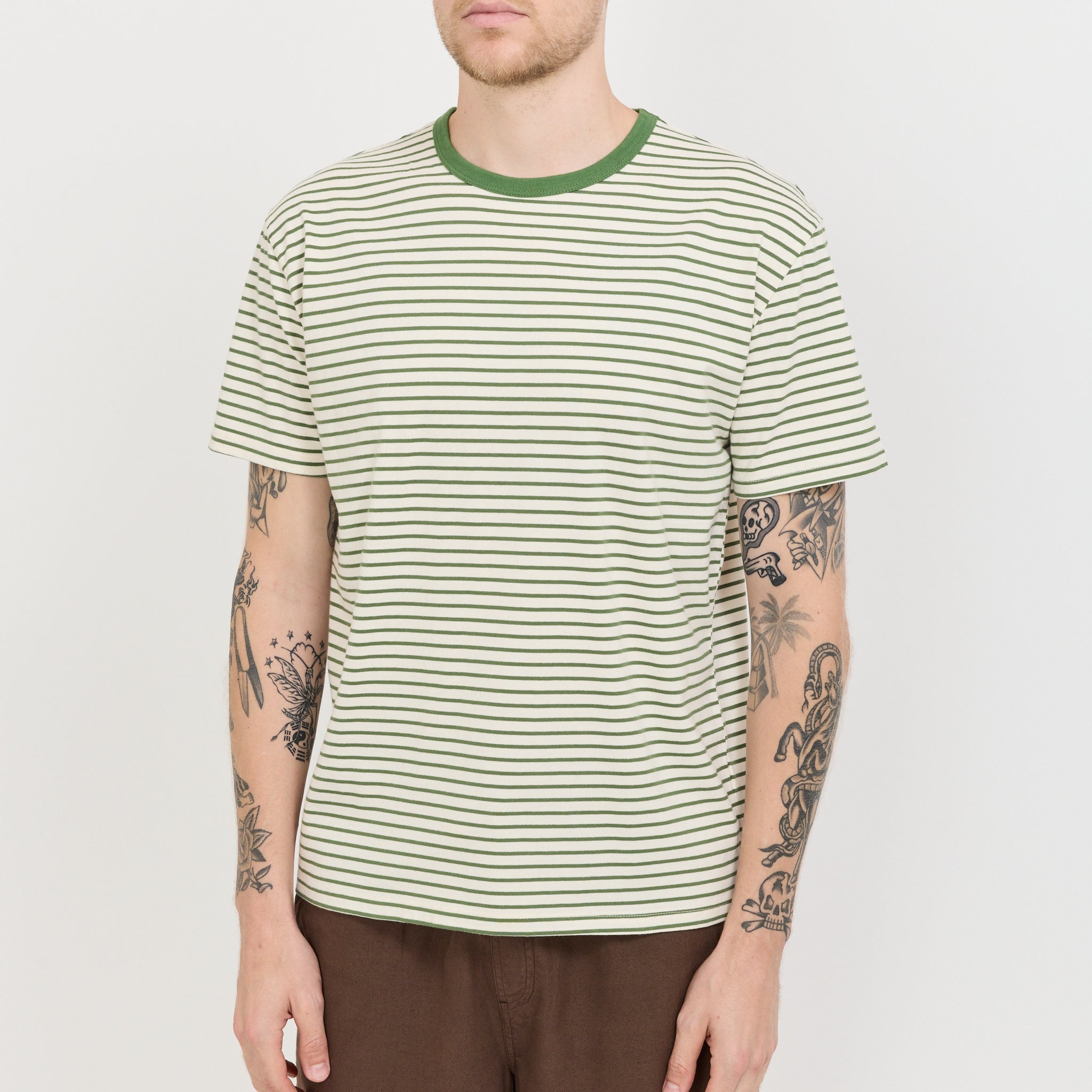 Striped Heavy Tee Natural/Green