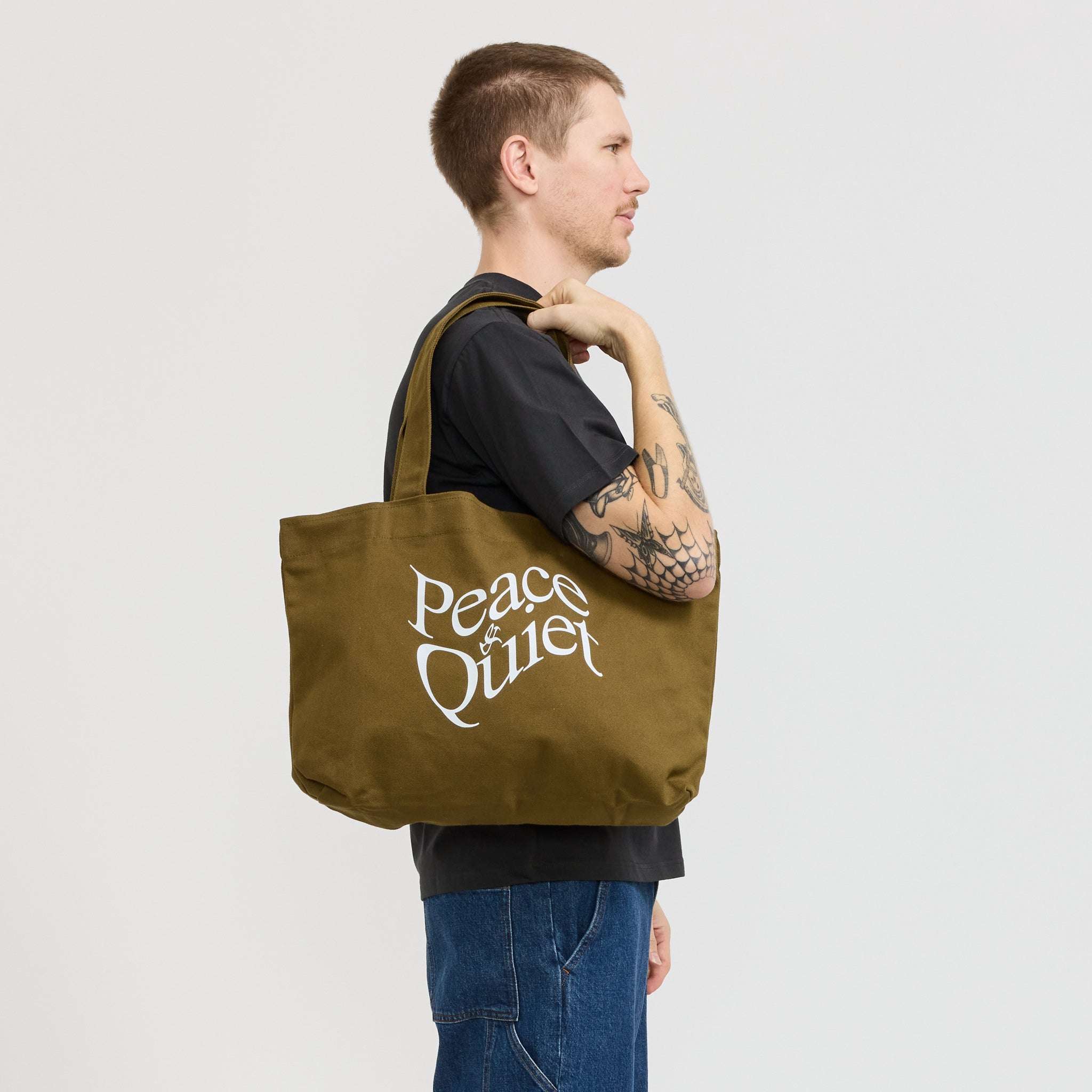 Wordmark Distressed Tote Bag Coffee