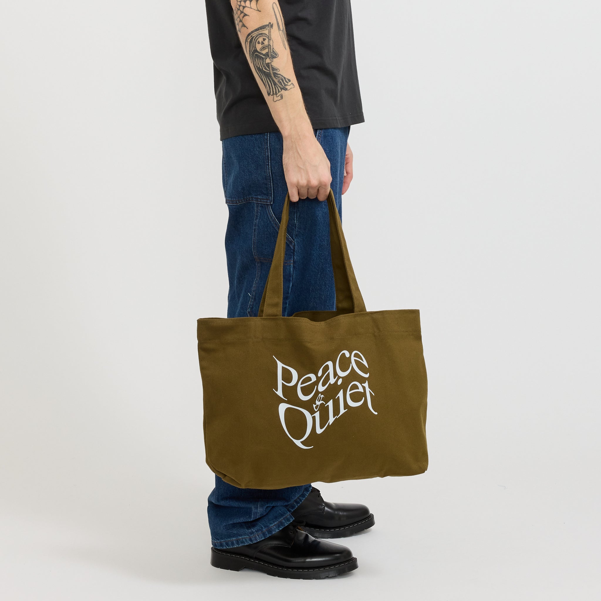 Wordmark Distressed Tote Bag Coffee