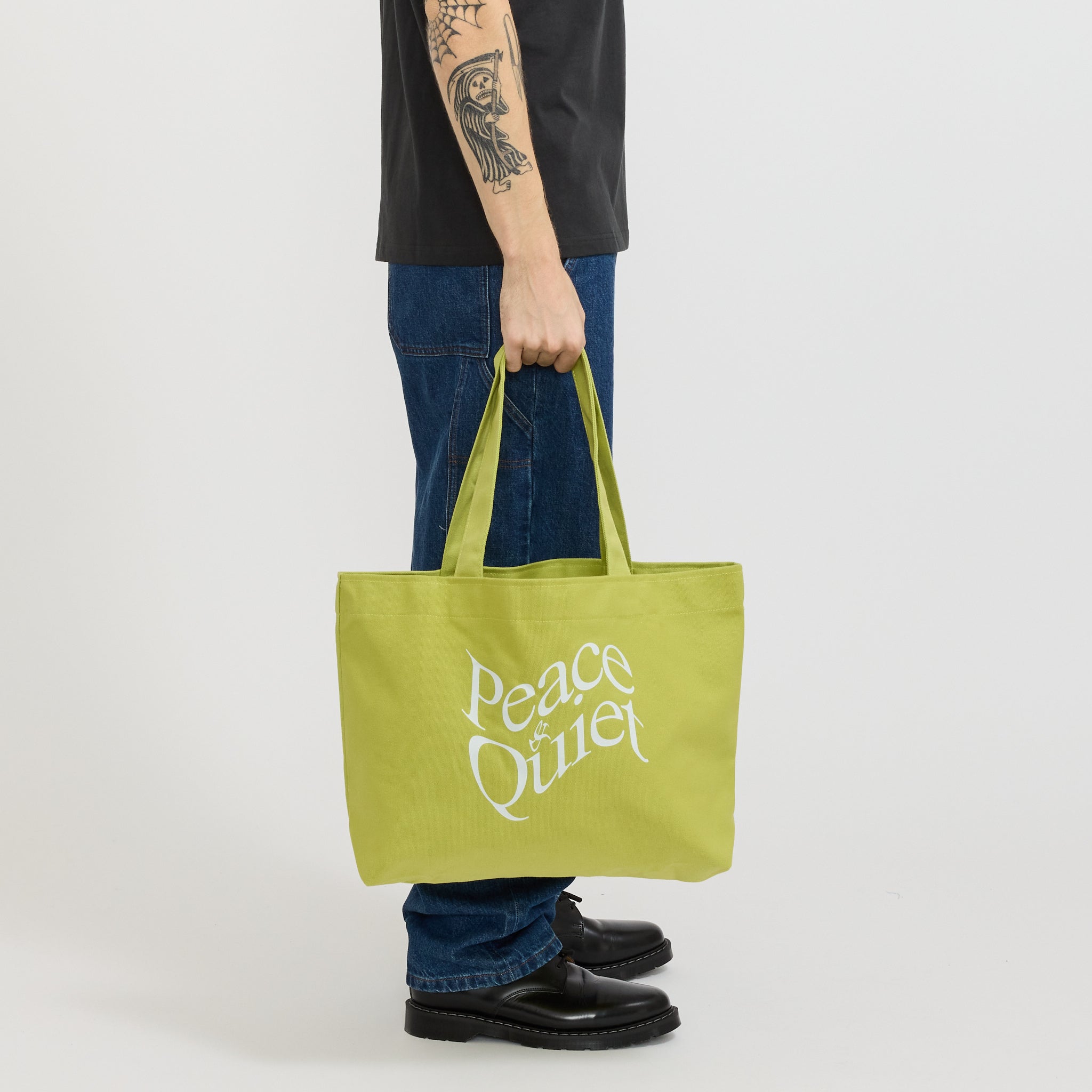 Wordmark Distressed Tote Bag Matcha