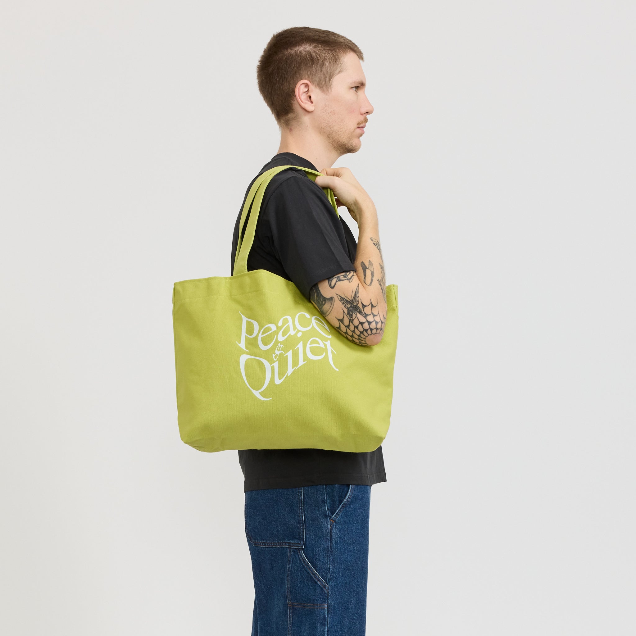 Wordmark Distressed Tote Bag Matcha