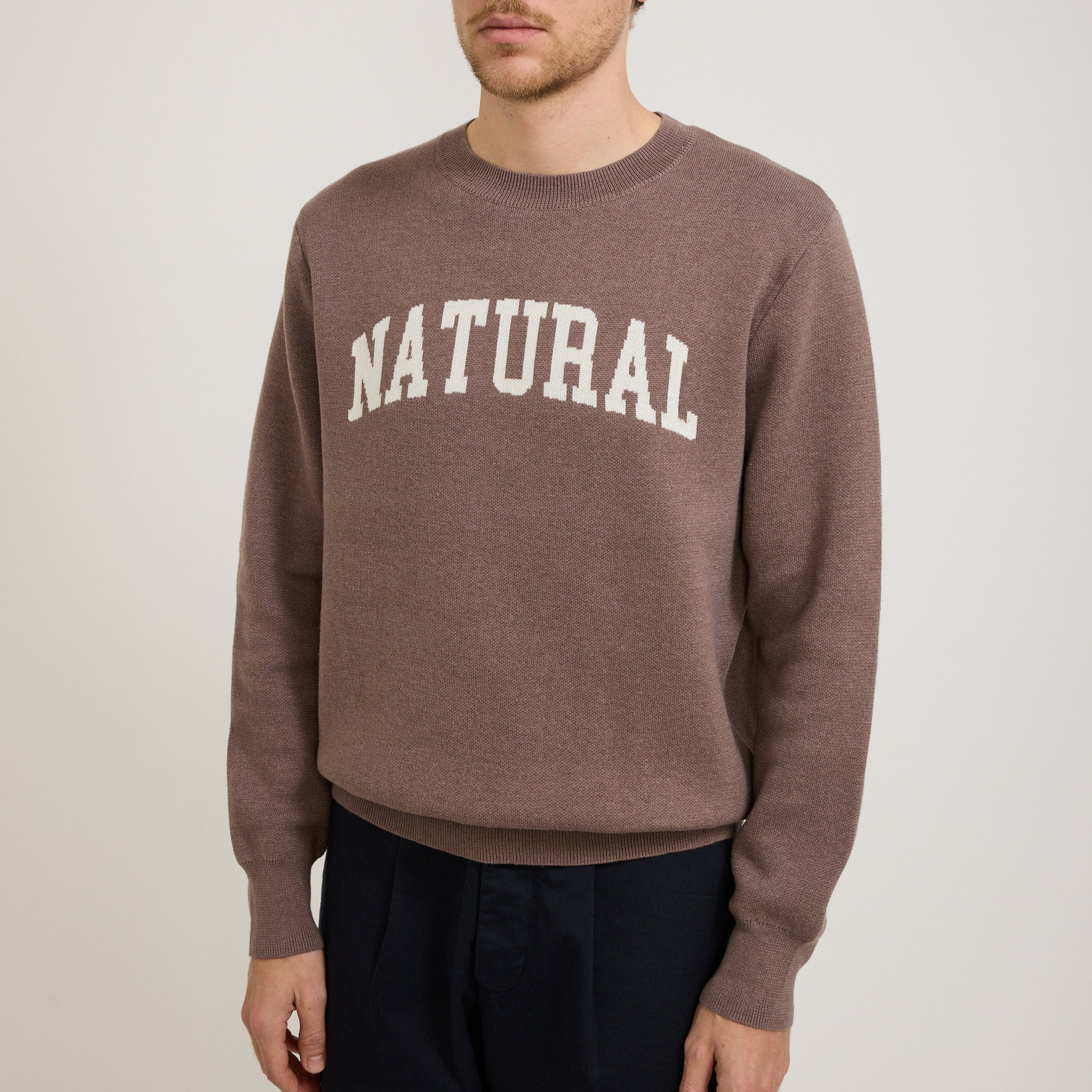 Museum of Peace & Quiet | Natural Jacquard Knit Sweater Clay | Maplestore