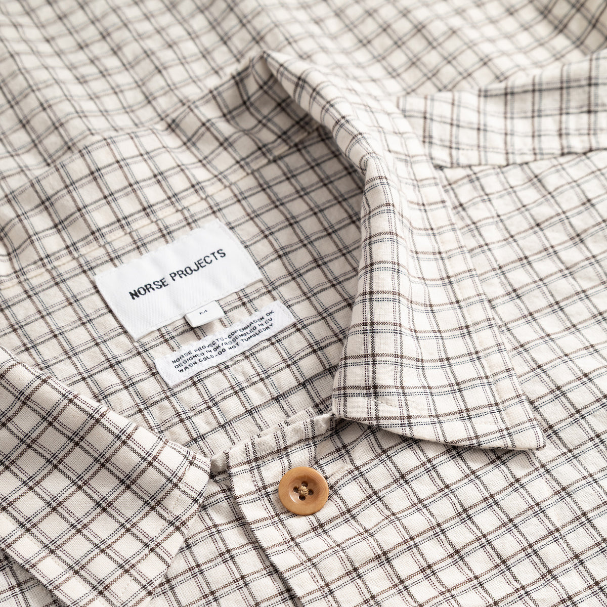 Mols Check SS Camp Shirt Ecru