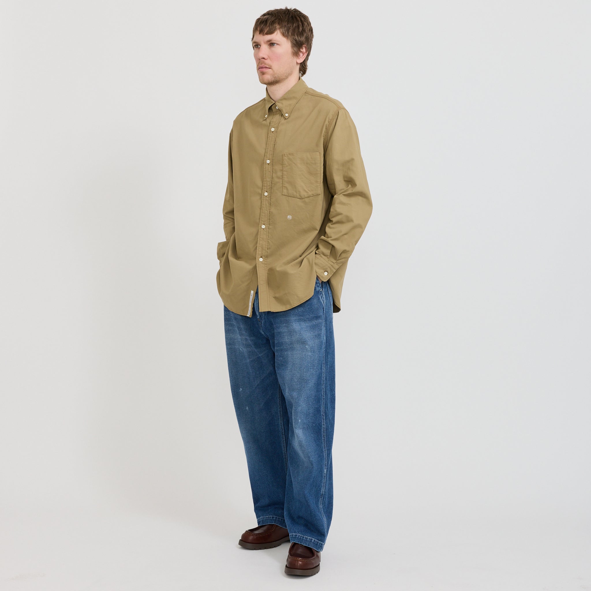 Button Down Wind Shirt Beige