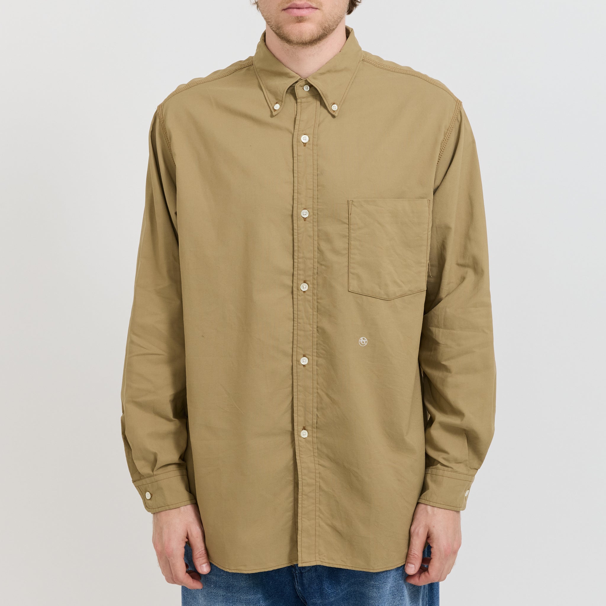 Button Down Wind Shirt Beige