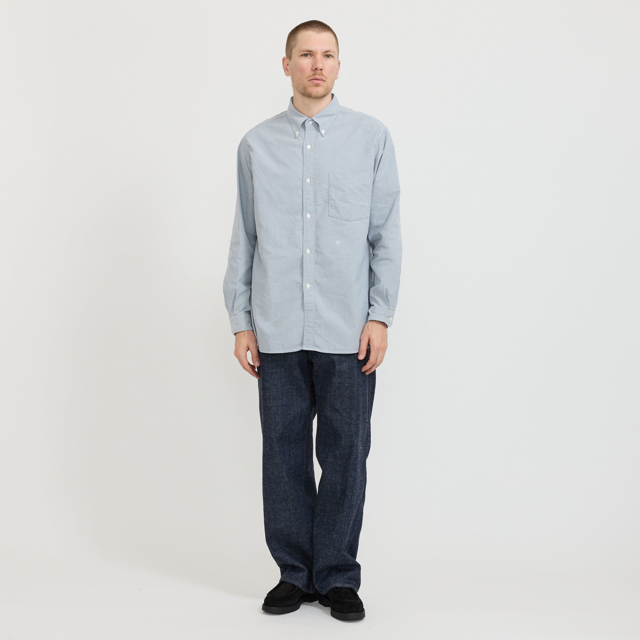 Button Down Wind Shirt Greyish Navy