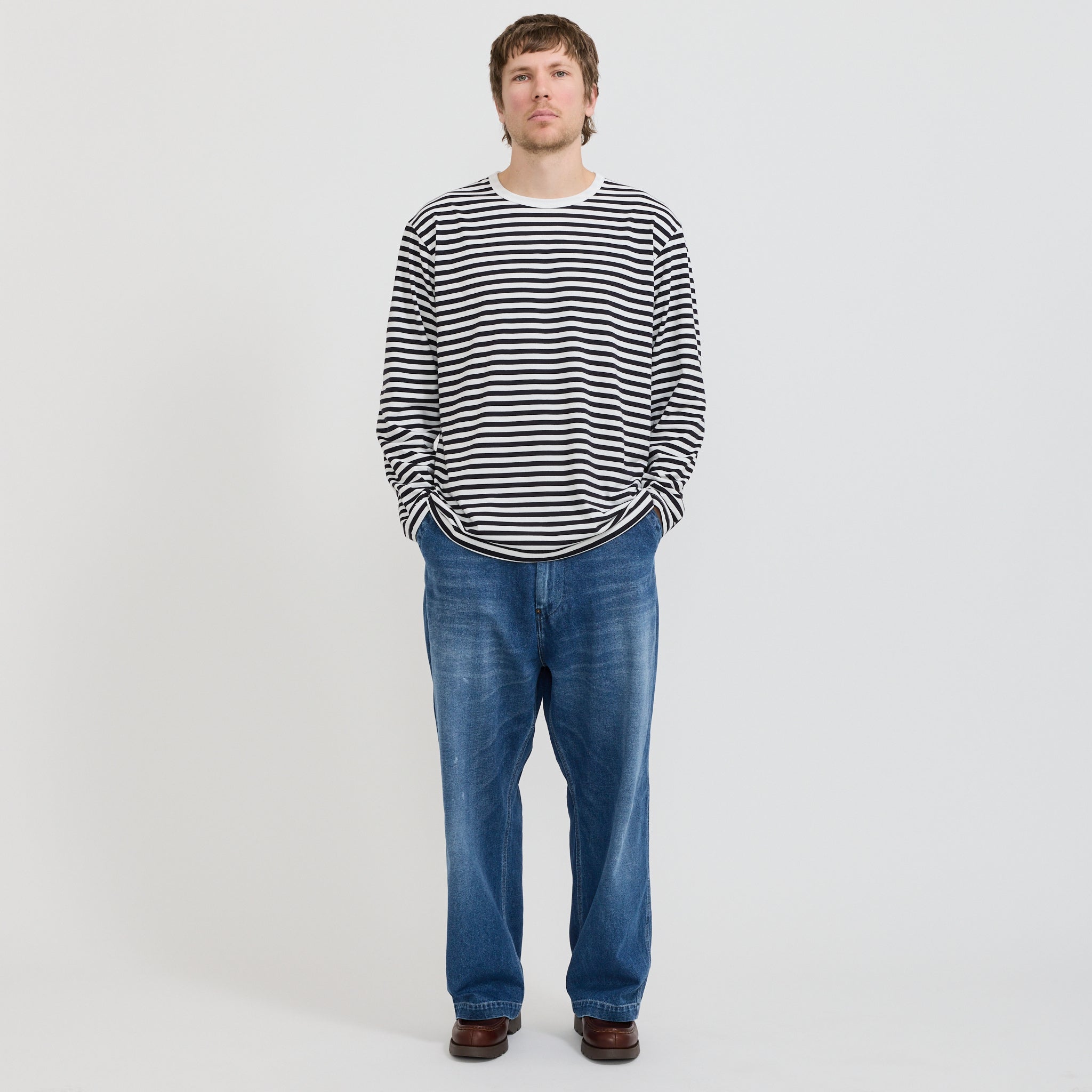 COOLMAX Stripe Jersey L/S Tee Dark Navy