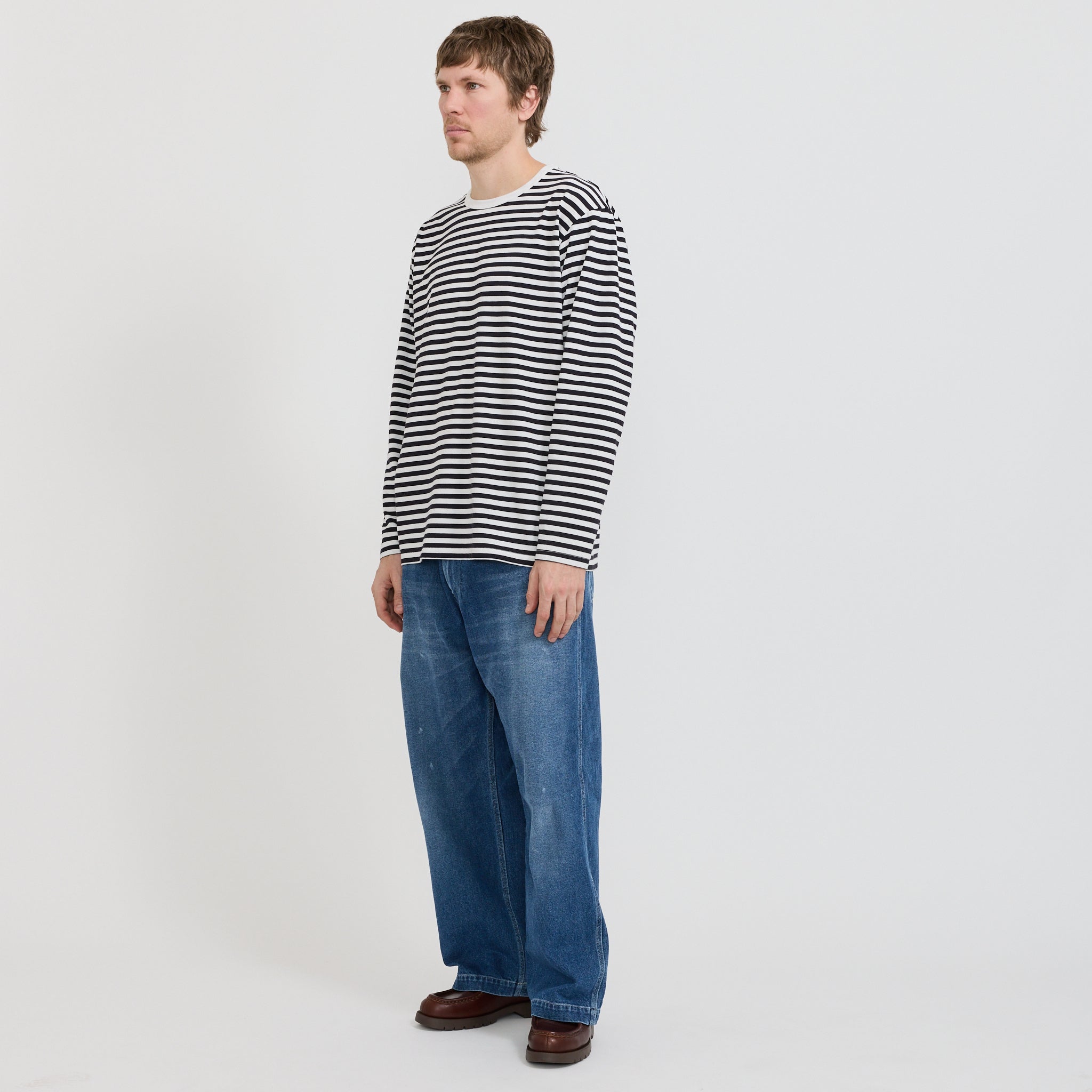 COOLMAX Stripe Jersey L/S Tee Dark Navy