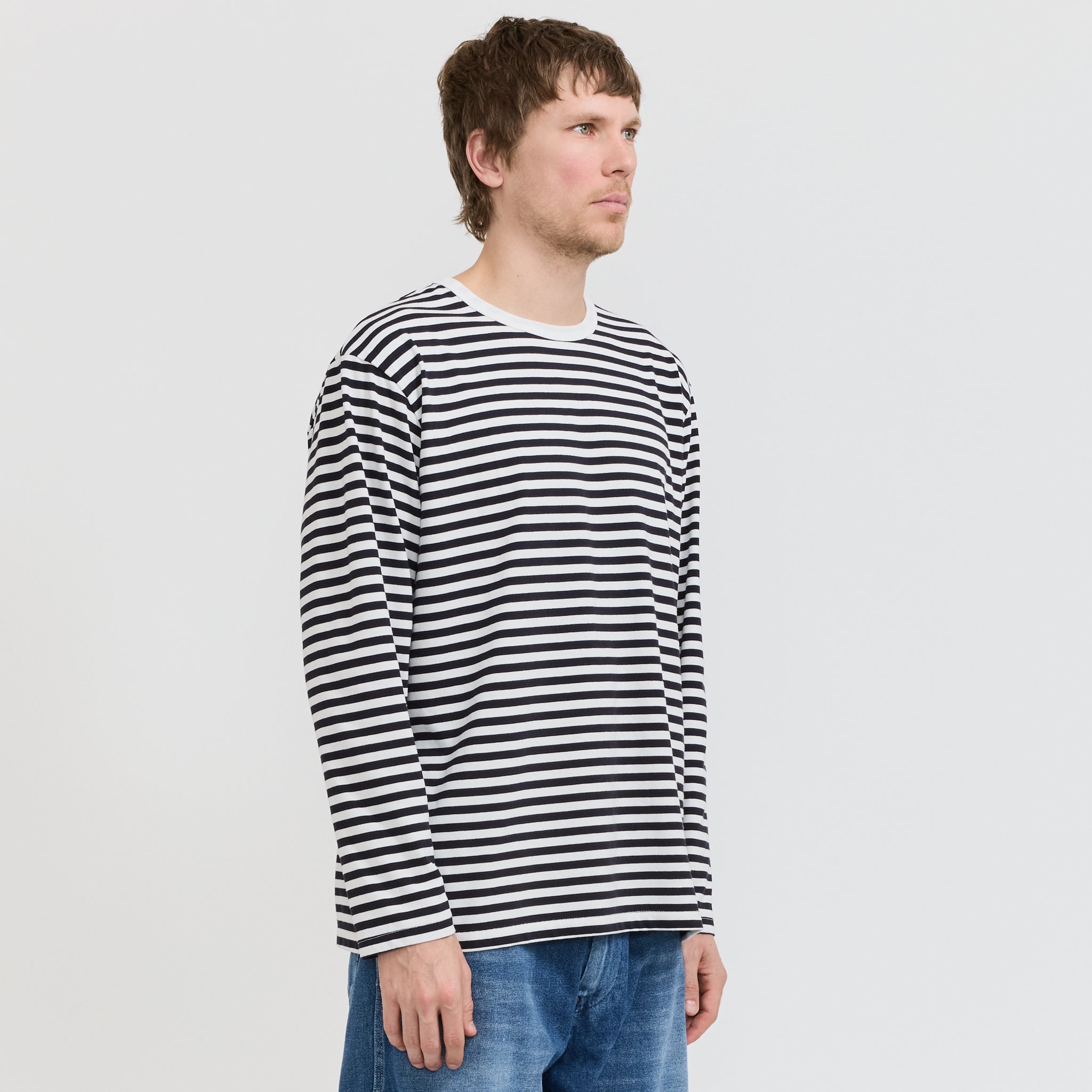 COOLMAX Stripe Jersey L/S Tee Dark Navy