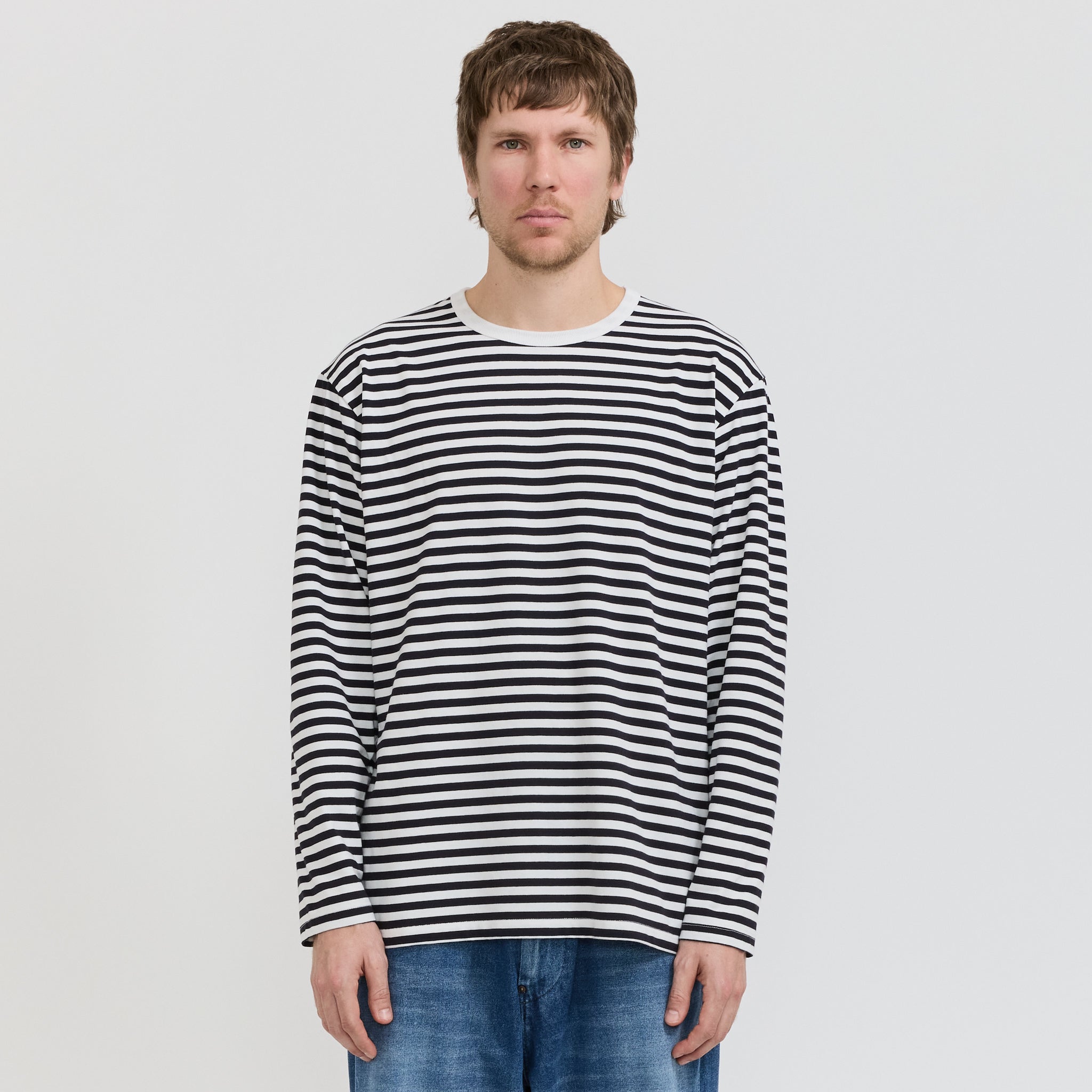COOLMAX Stripe Jersey L/S Tee Dark Navy