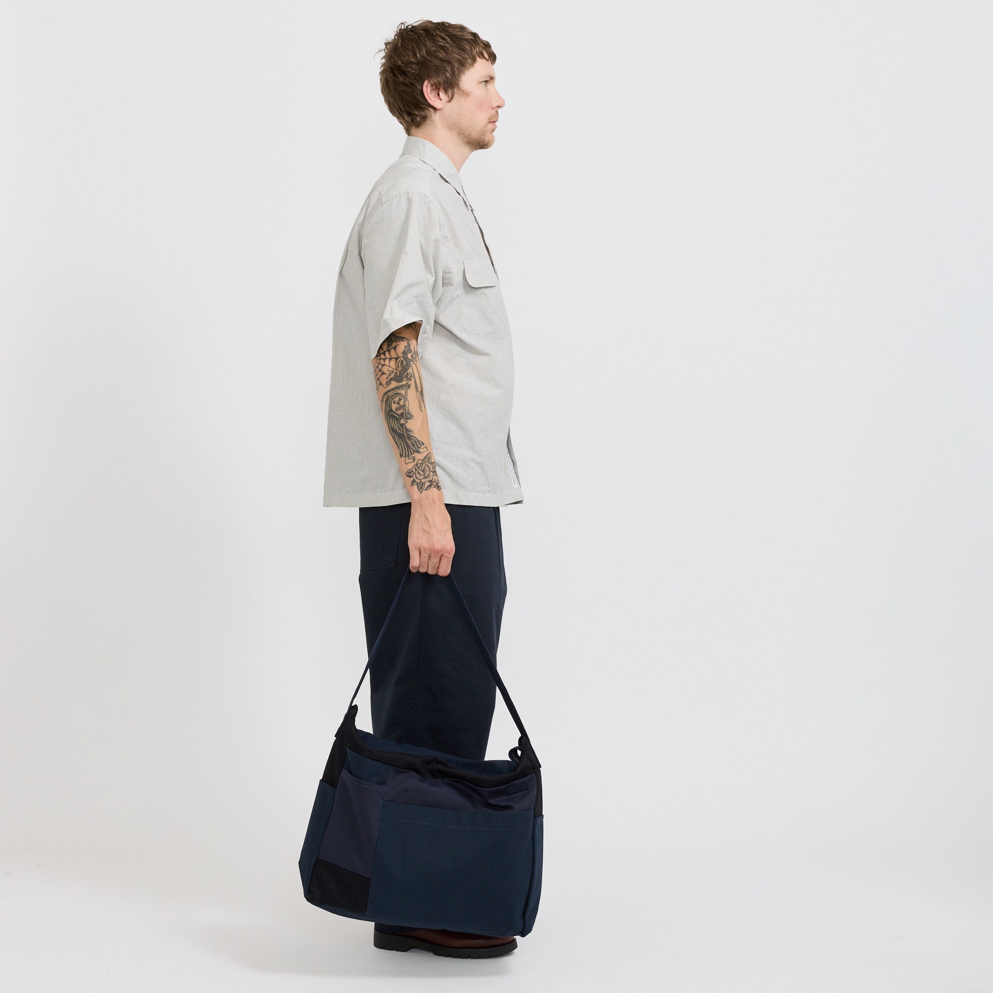 Cotton Canvas Shoulder Bag Navy