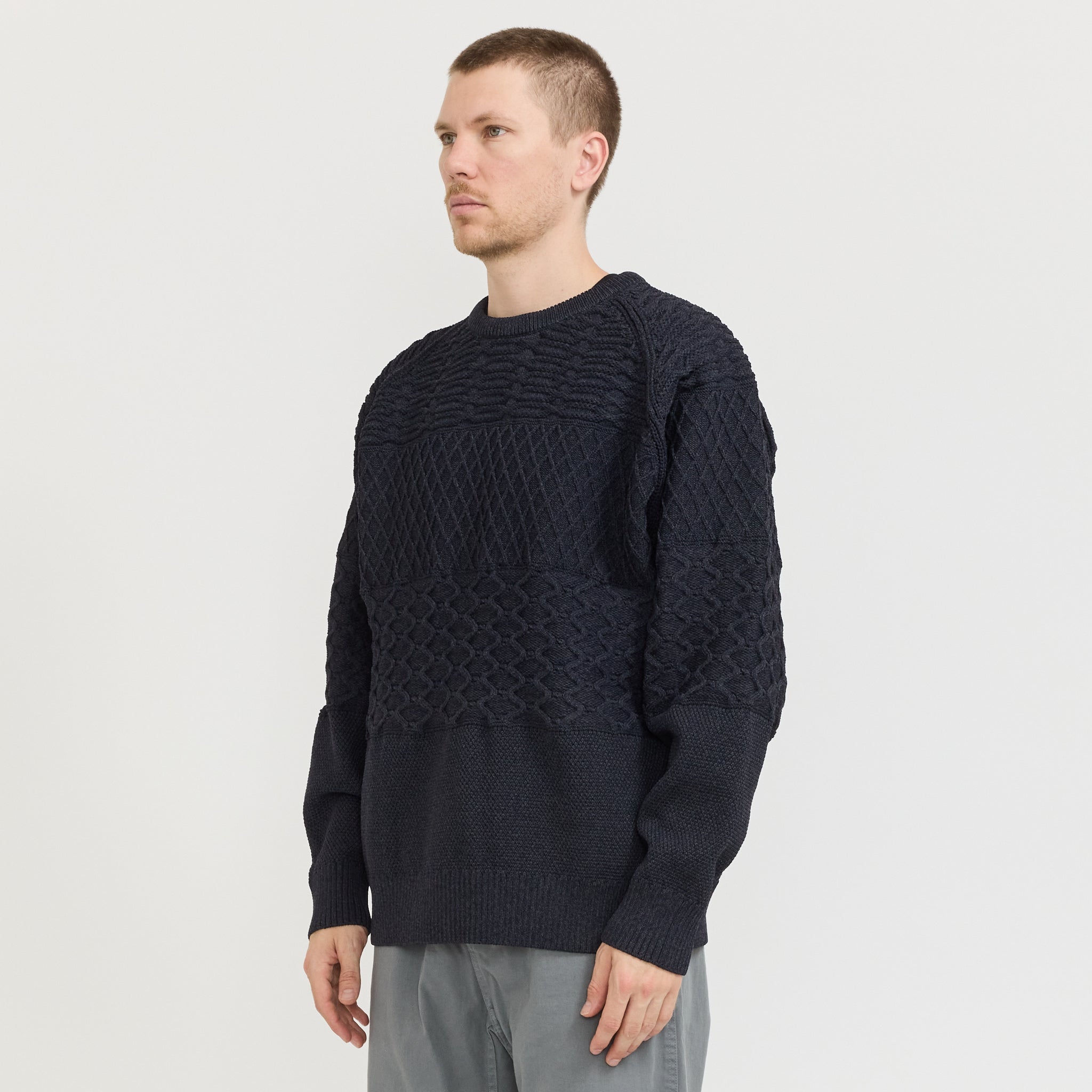 nanamica　Wool Crew Neck Sweater Nanamica Crew Neck Sweater Dark Navy | Maplestore