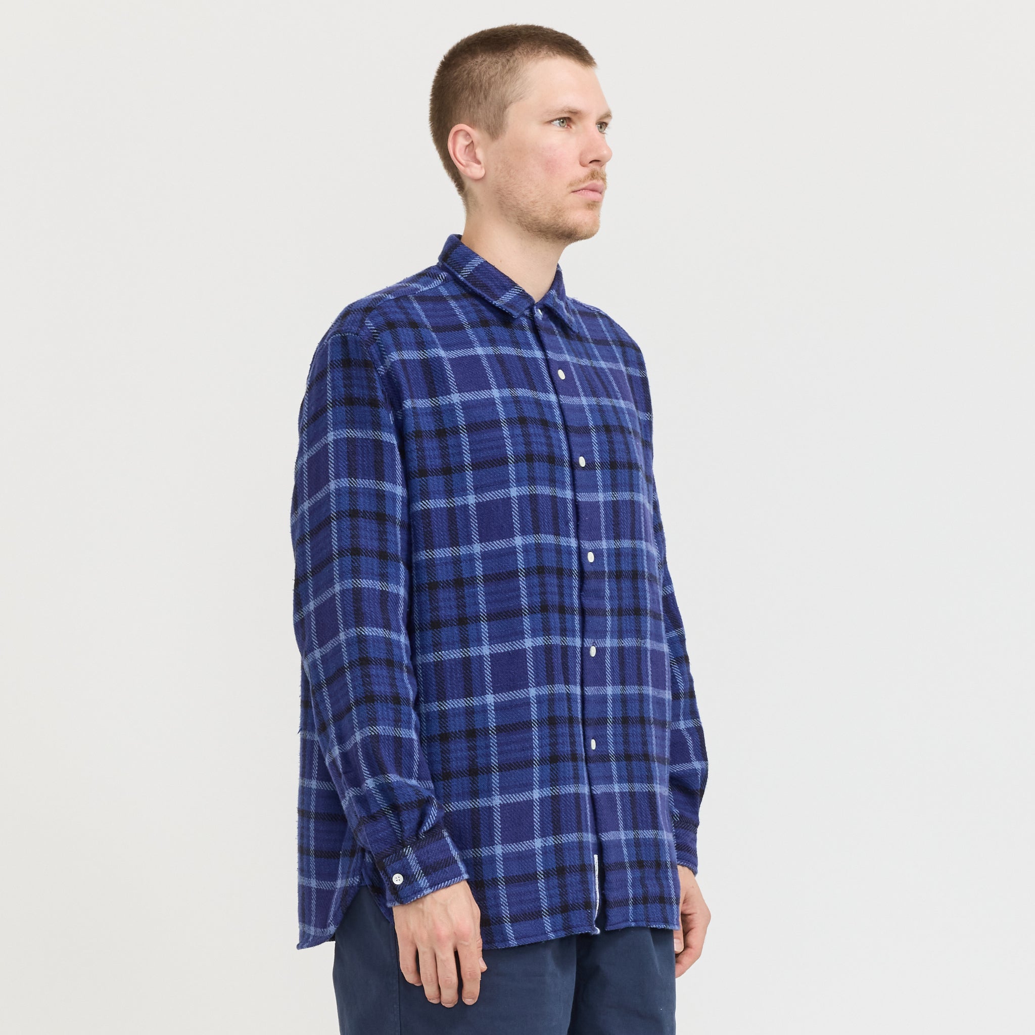 Heavy Flannel Shirt Navy