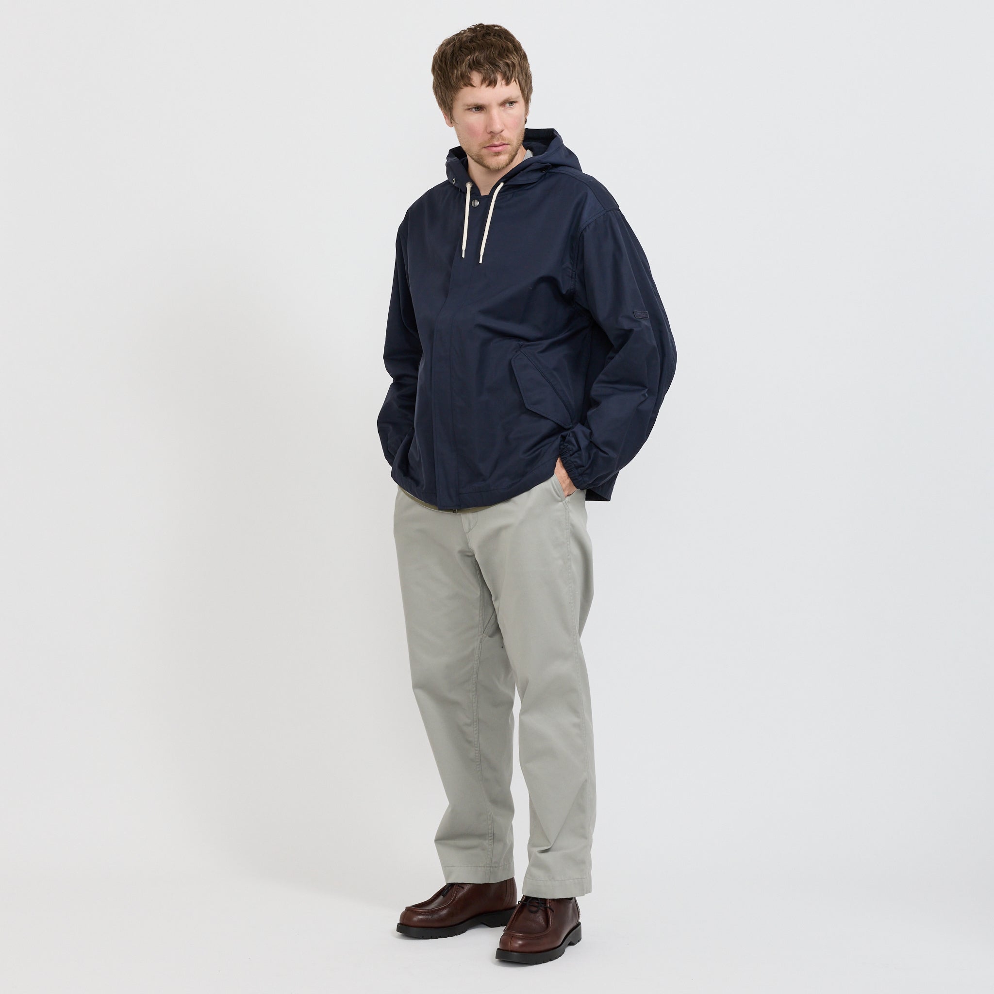 Nylon Twill Hooded Jacket Navy