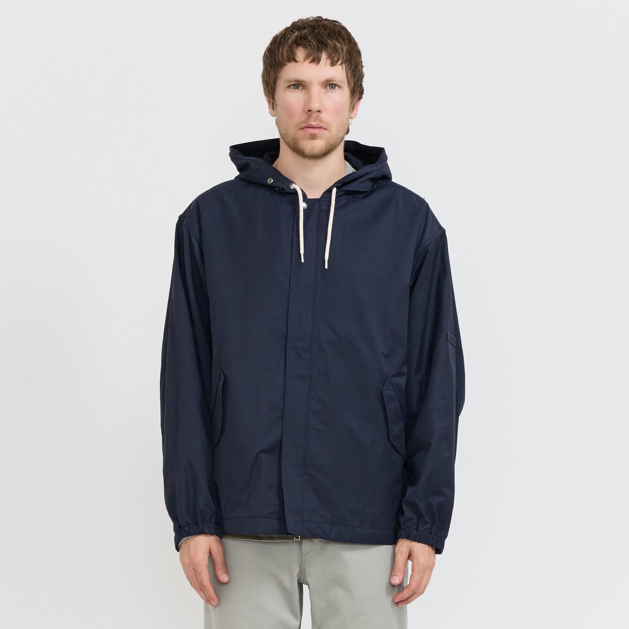 Nylon Twill Hooded Jacket Navy
