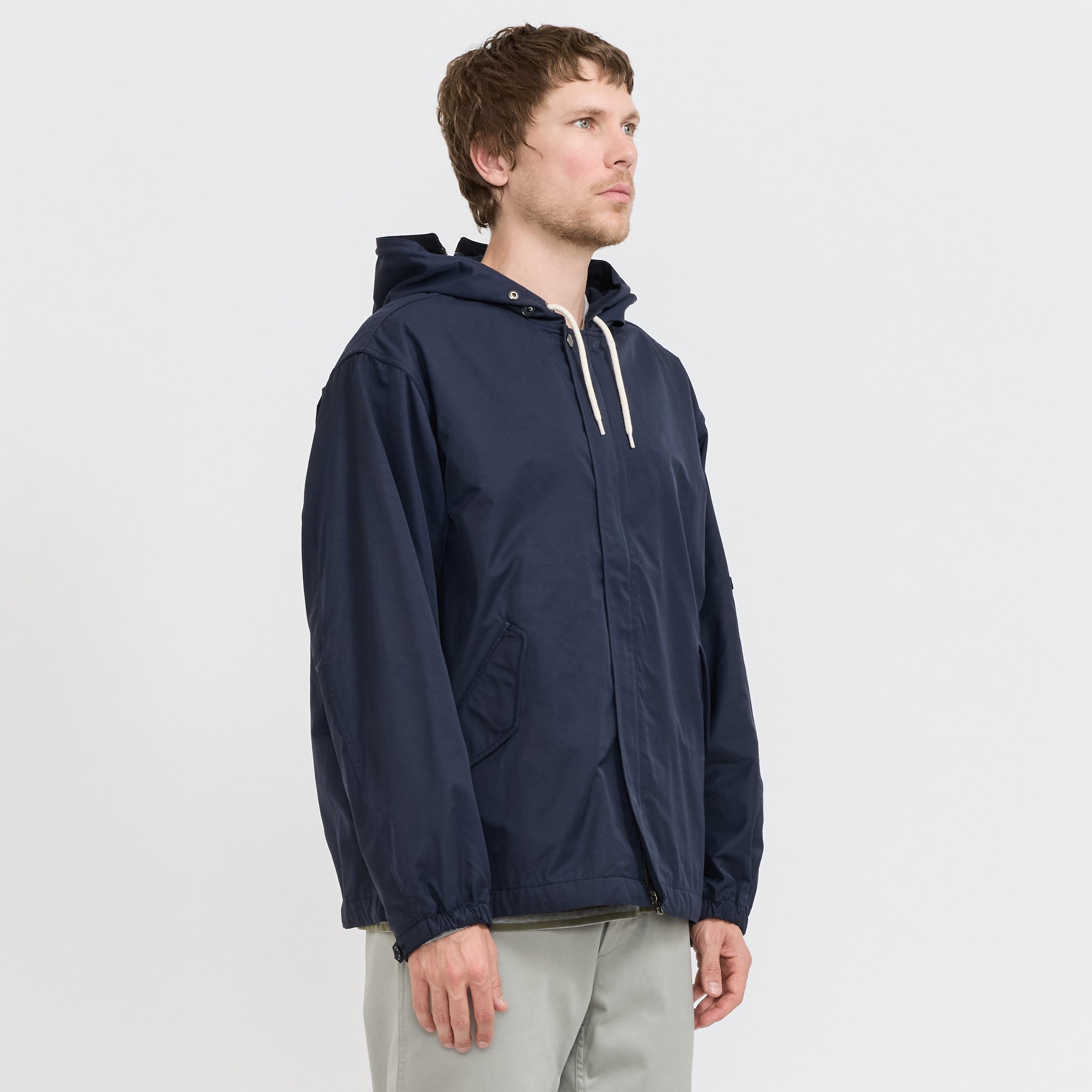 Nylon Twill Hooded Jacket Navy