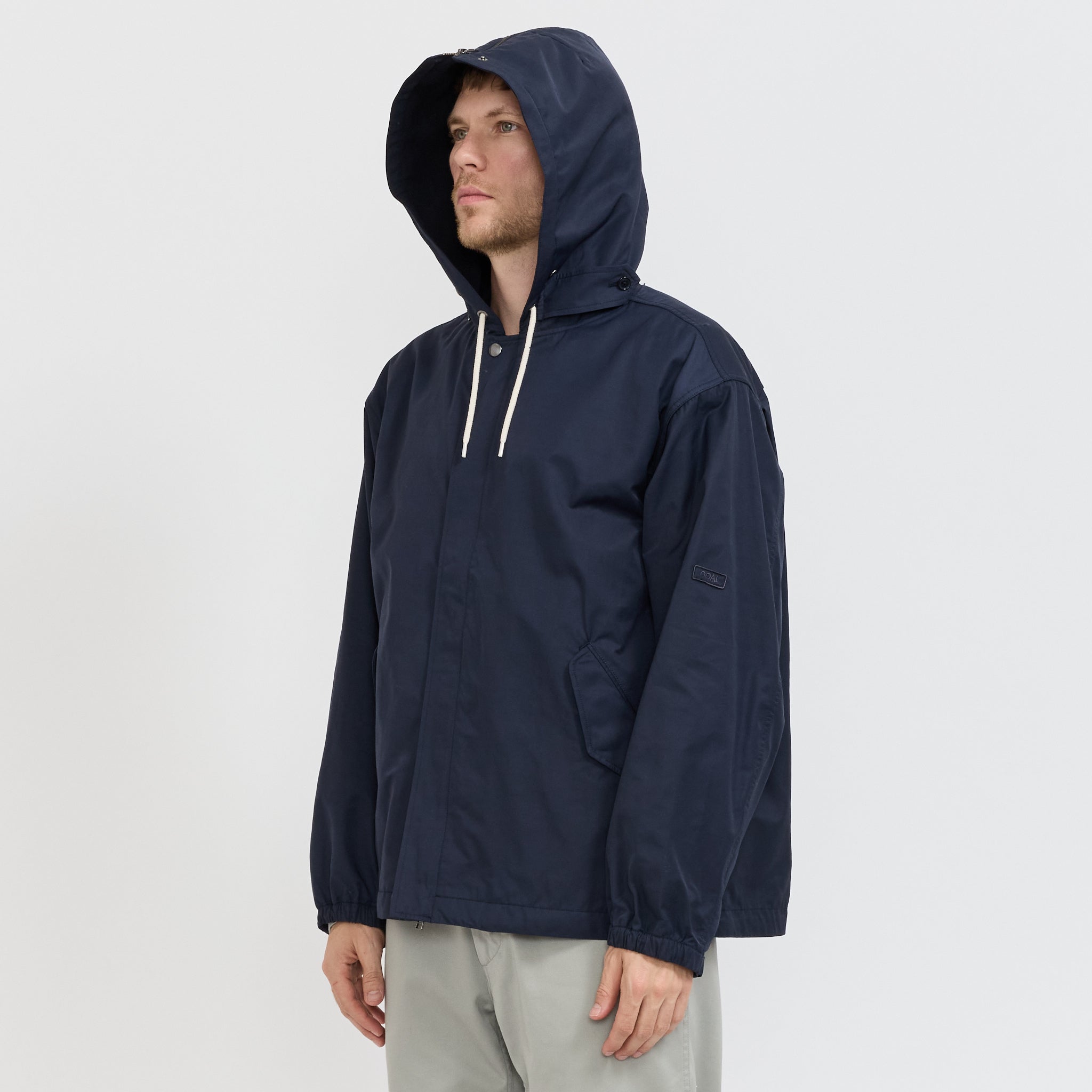 Nylon Twill Hooded Jacket Navy
