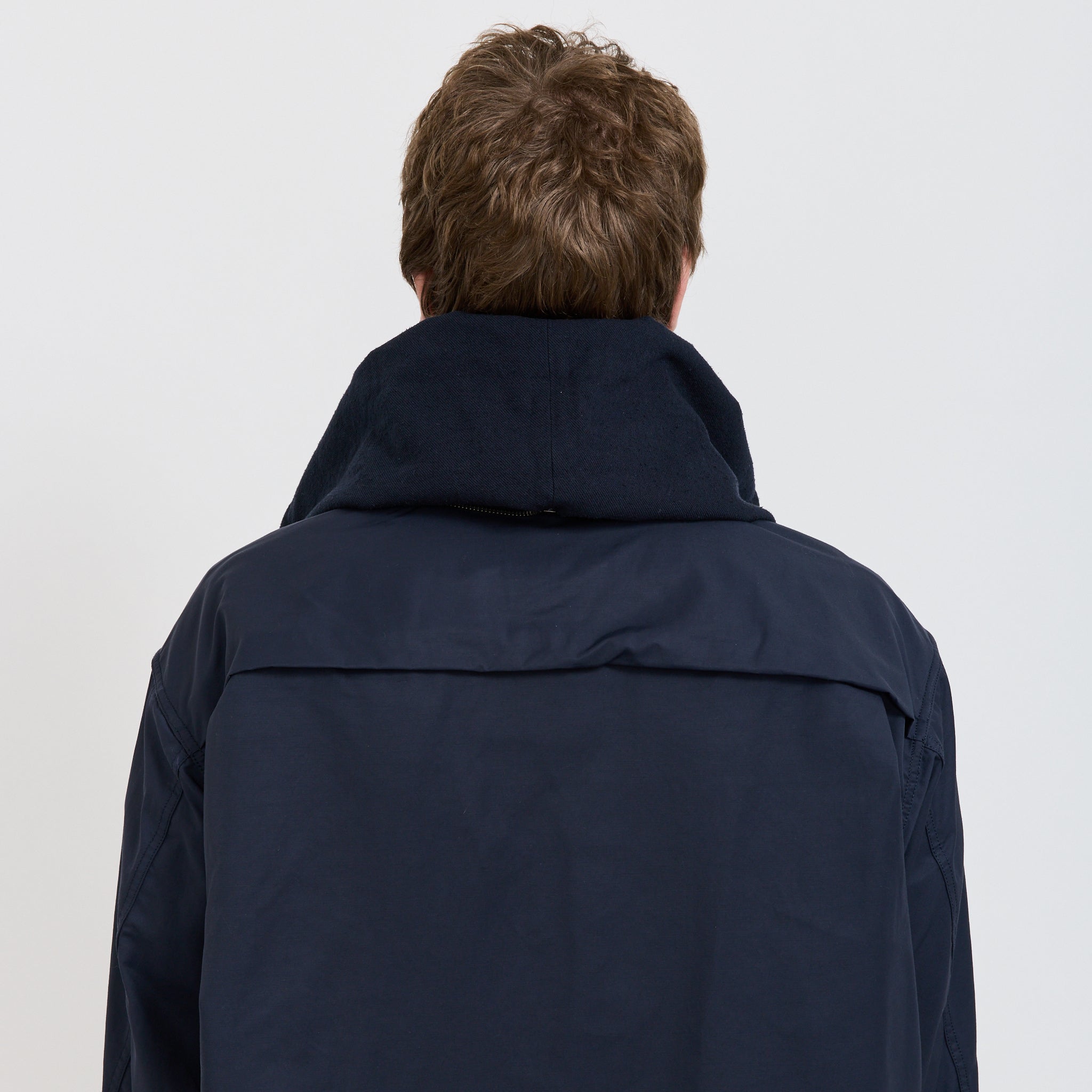 Nylon Twill Hooded Jacket Navy