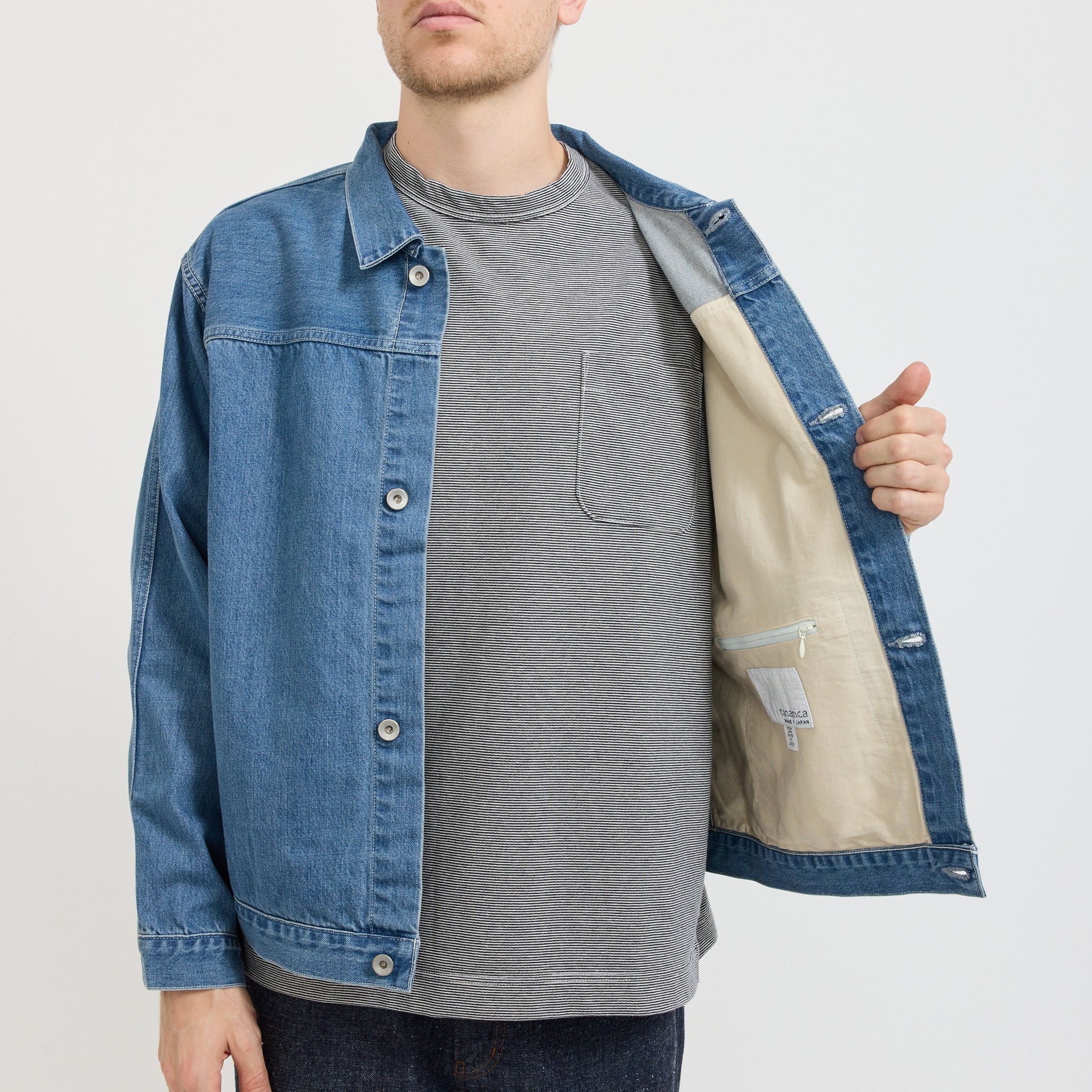 Nanamica Short Denim Jacket Light Indigo | Maplestore