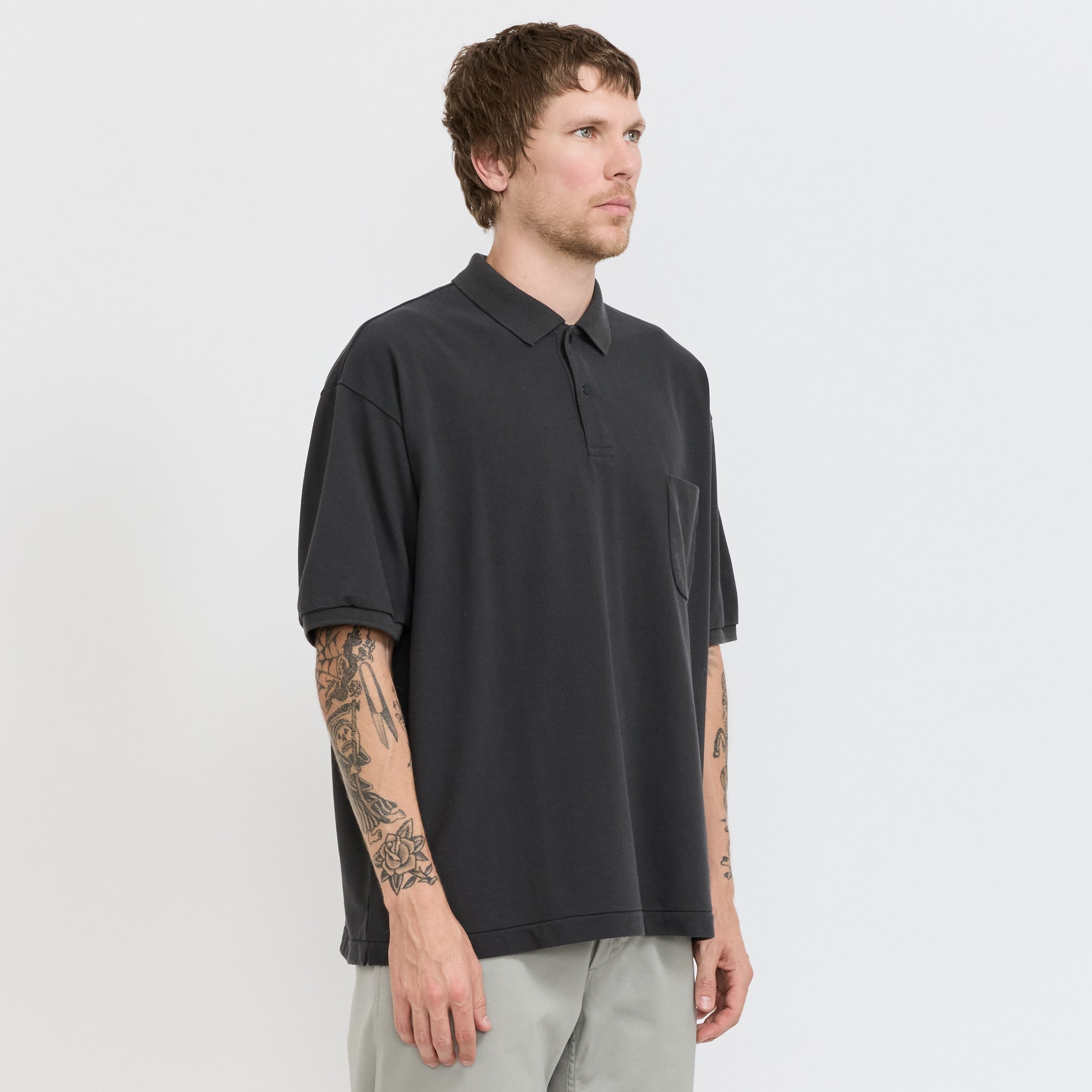 Nanamica | S/S Polo Shirt Charcoal | Maplestore