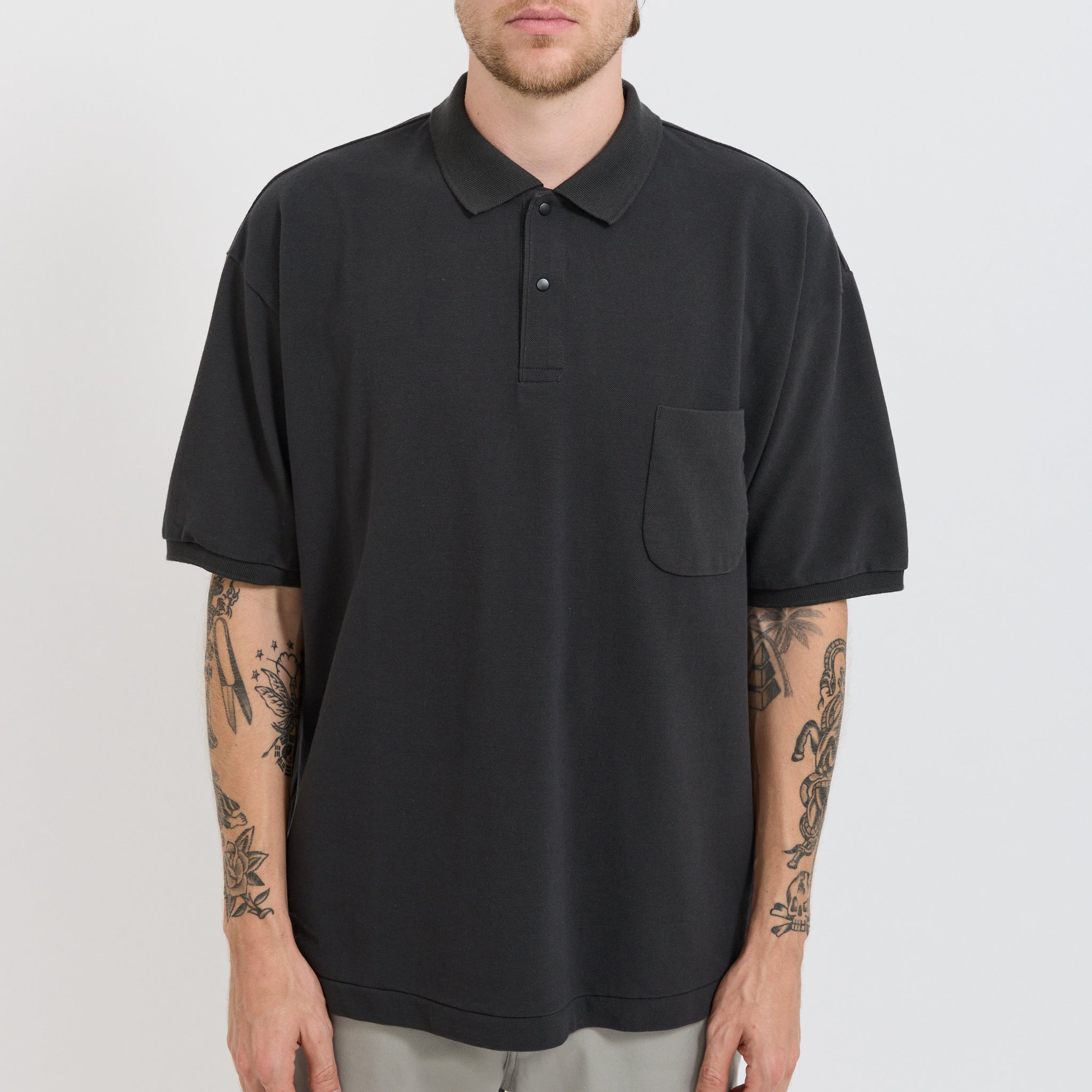 Nanamica | S/S Polo Shirt Charcoal | Maplestore