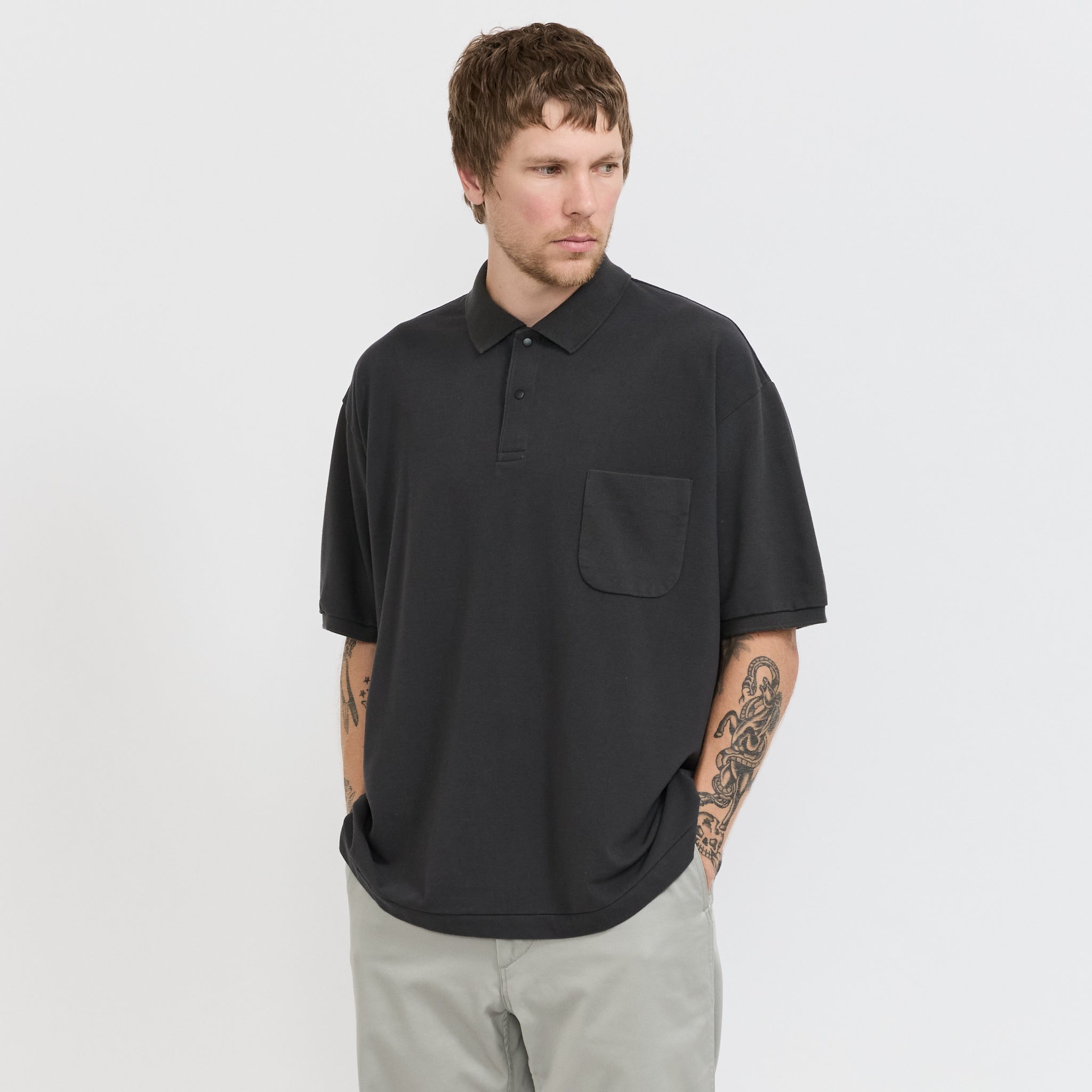Nanamica | S/S Polo Shirt Charcoal | Maplestore