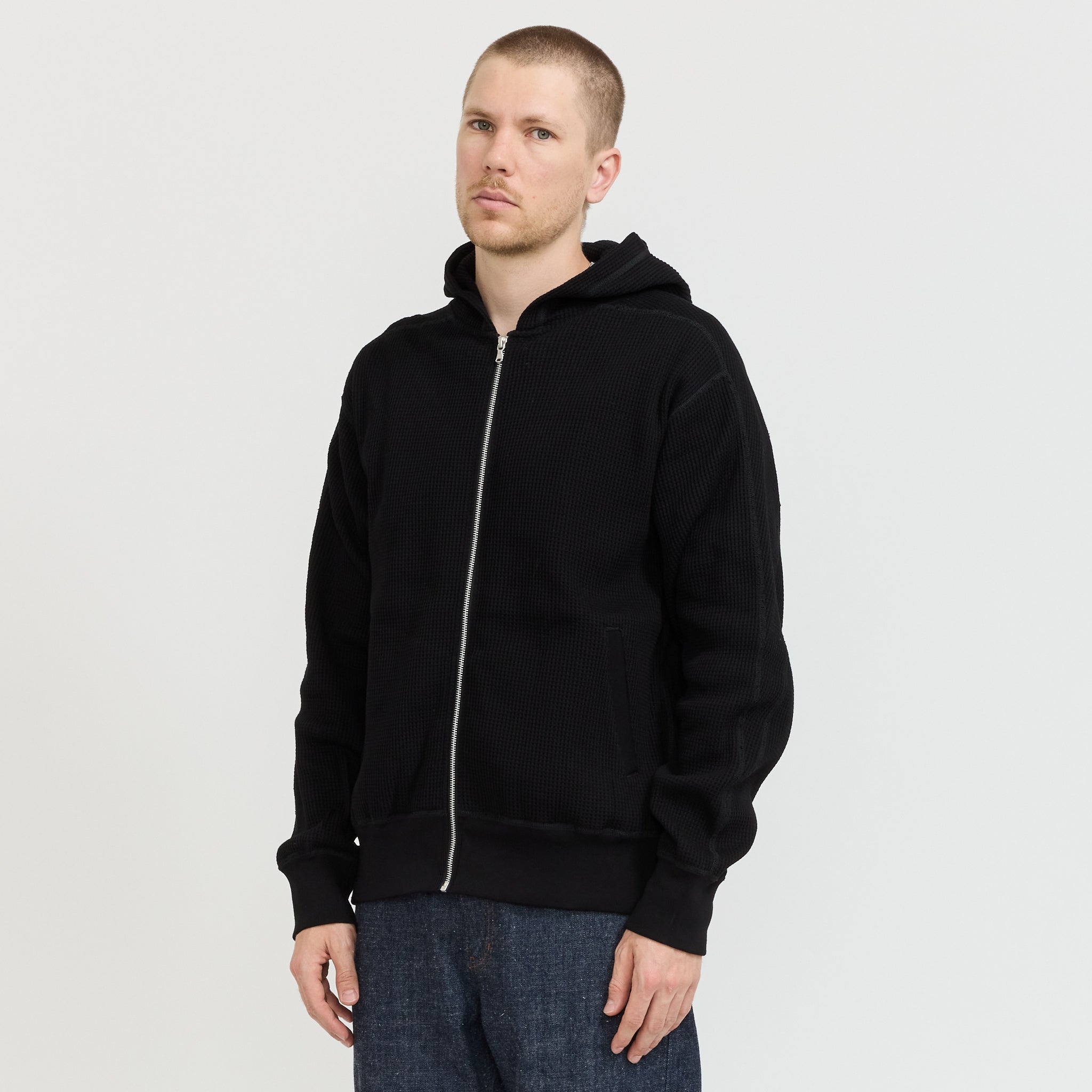 Zip-Up Thermal Hoodie Black