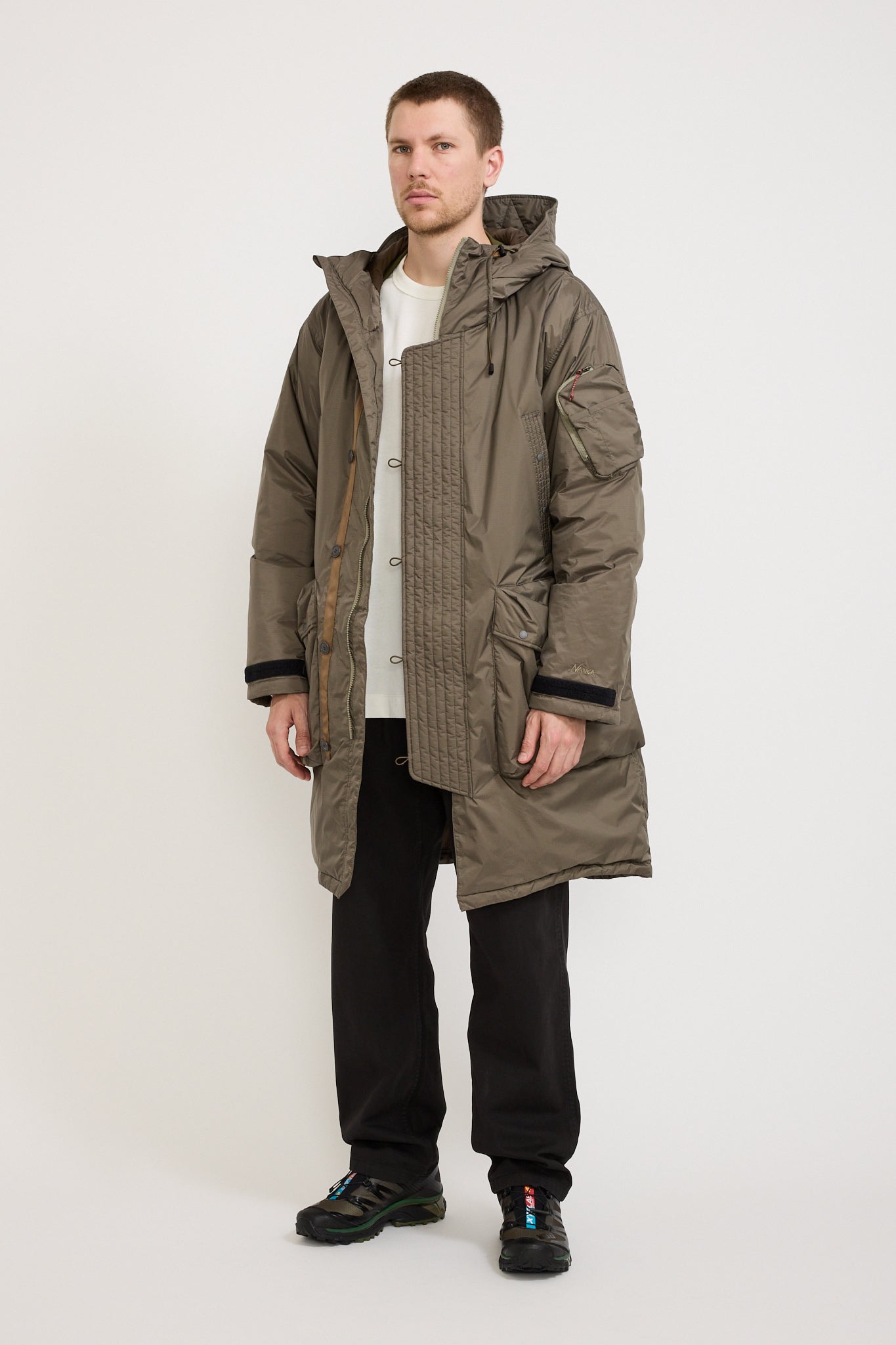 Nanga Aurora Tex Down Field Half Coat Medium Grey | Maplestore