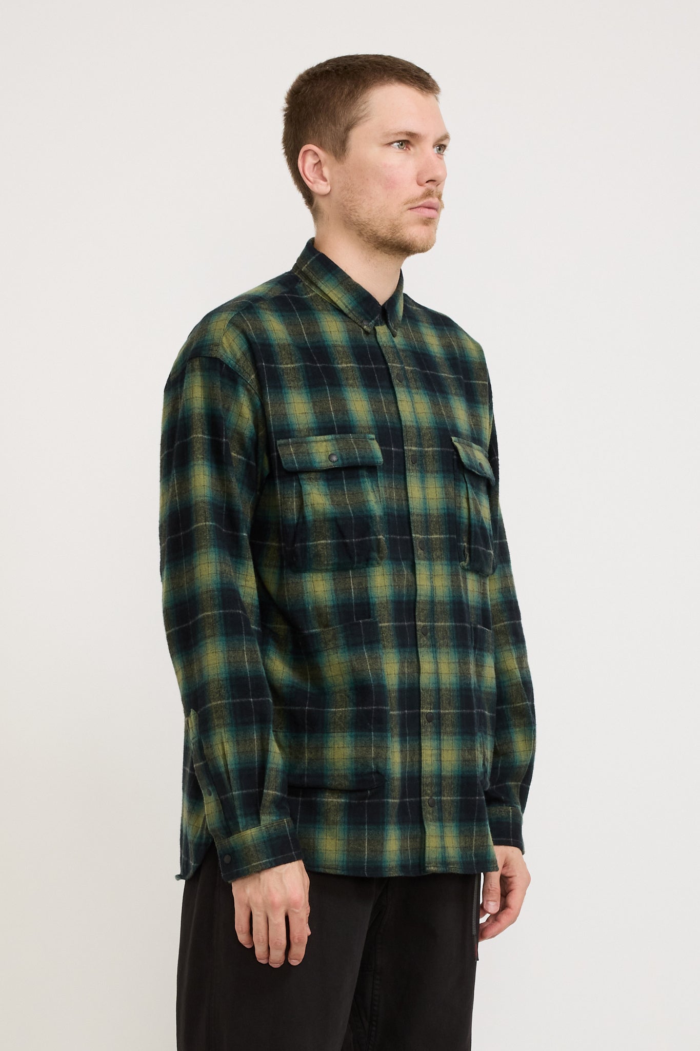 Fade Plaid Camp Shirt Green