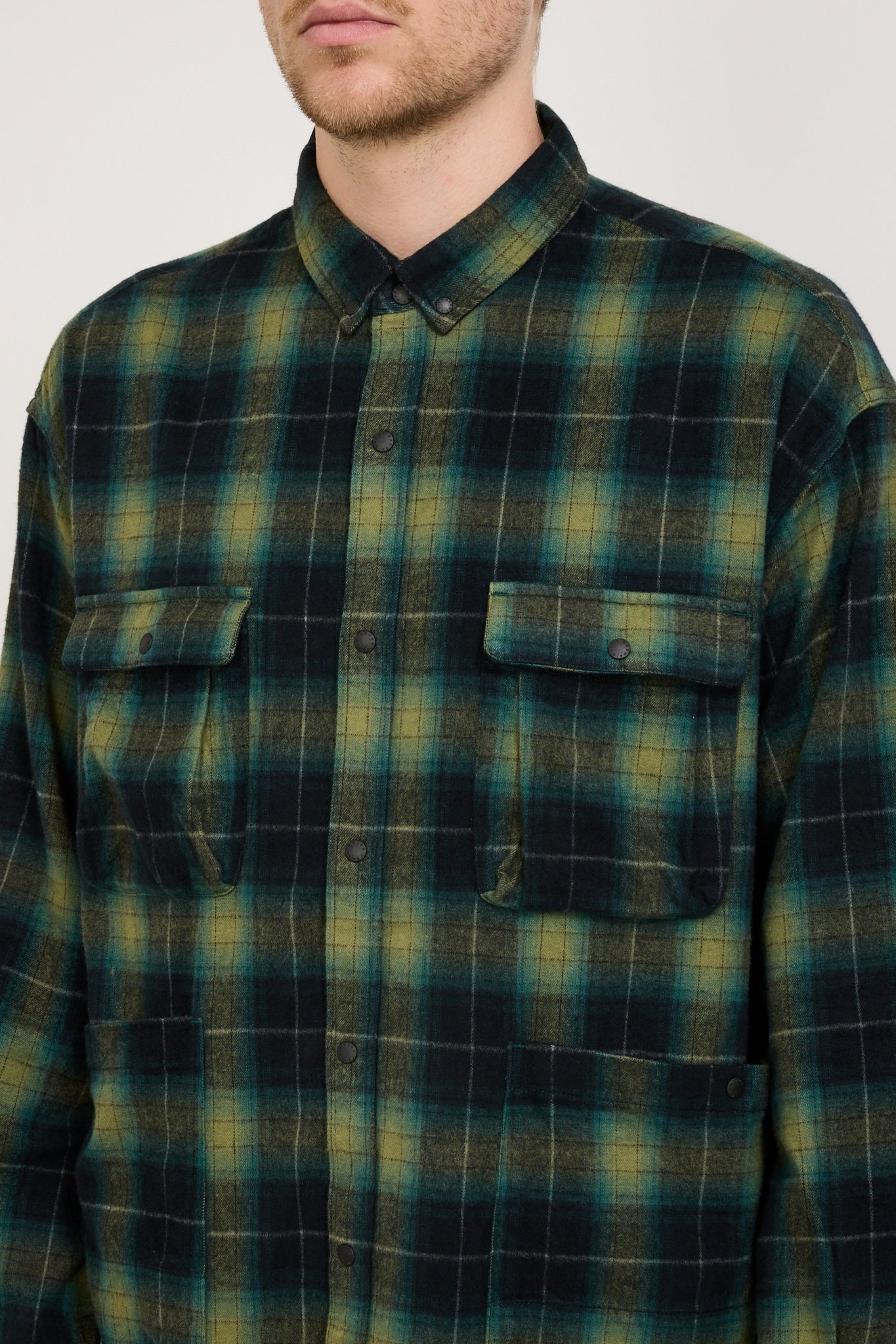 Fade Plaid Camp Shirt Green