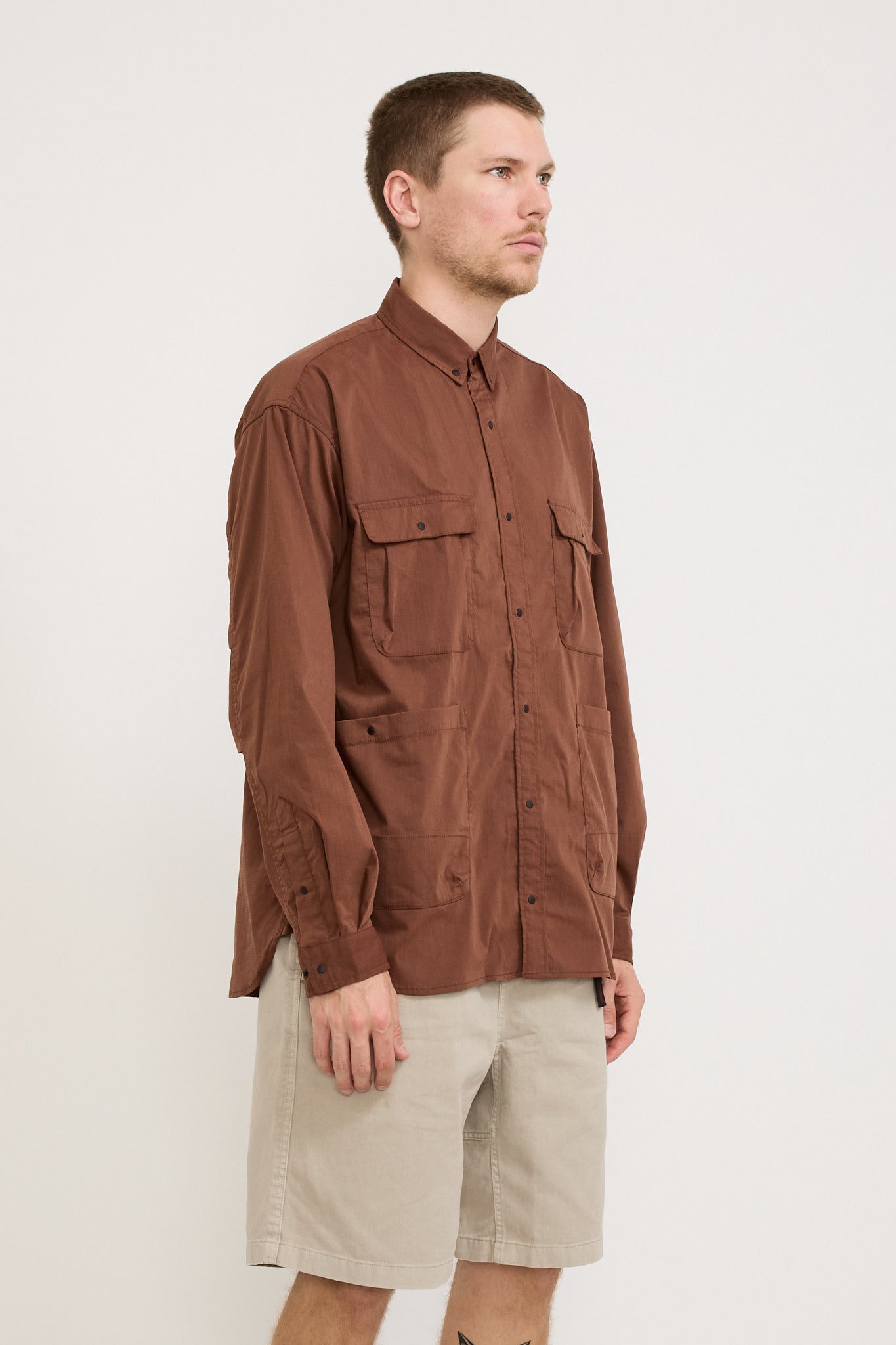 Hinoc Ripstop Camp Shirt Brown