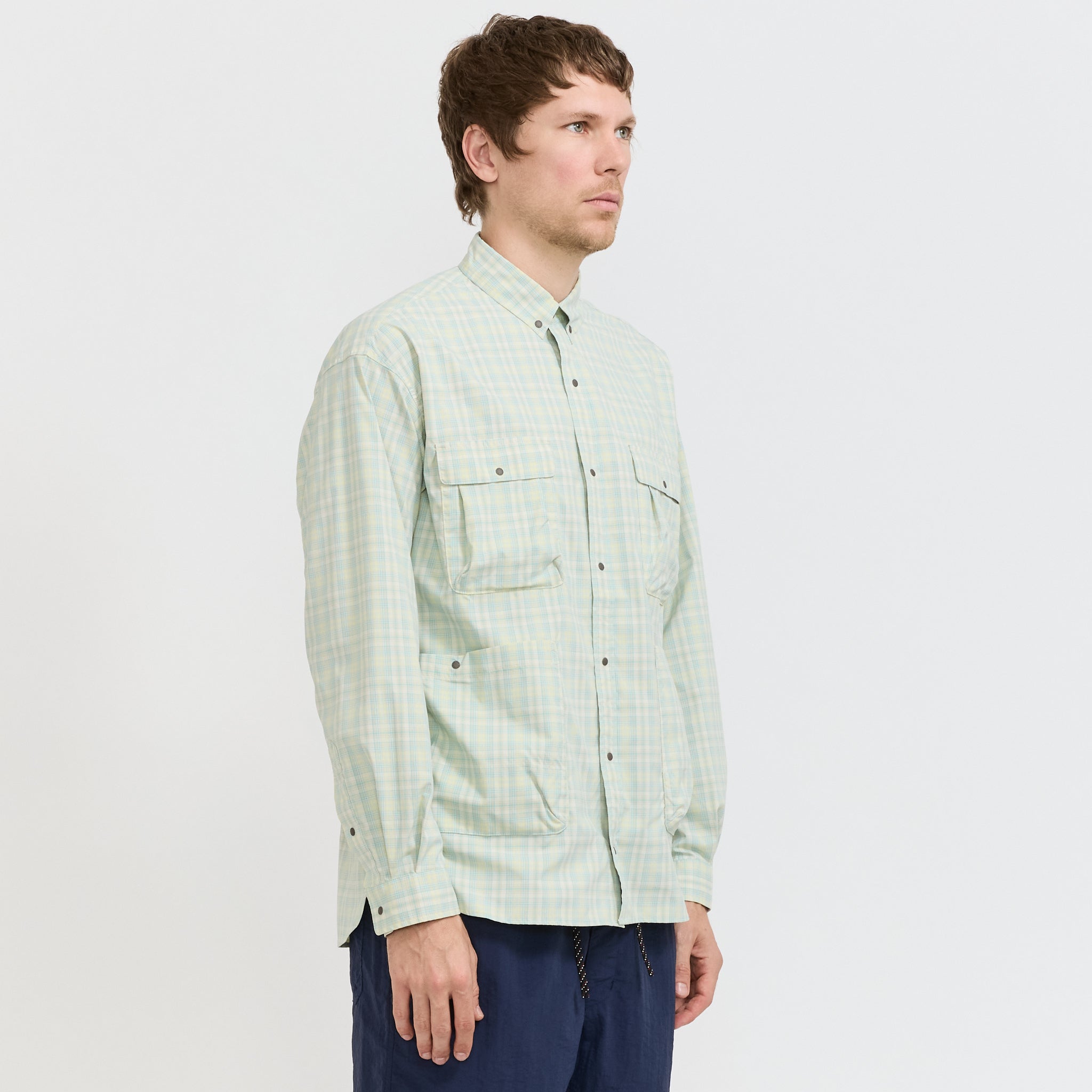 Mini Plaid Camp Shirt Beige