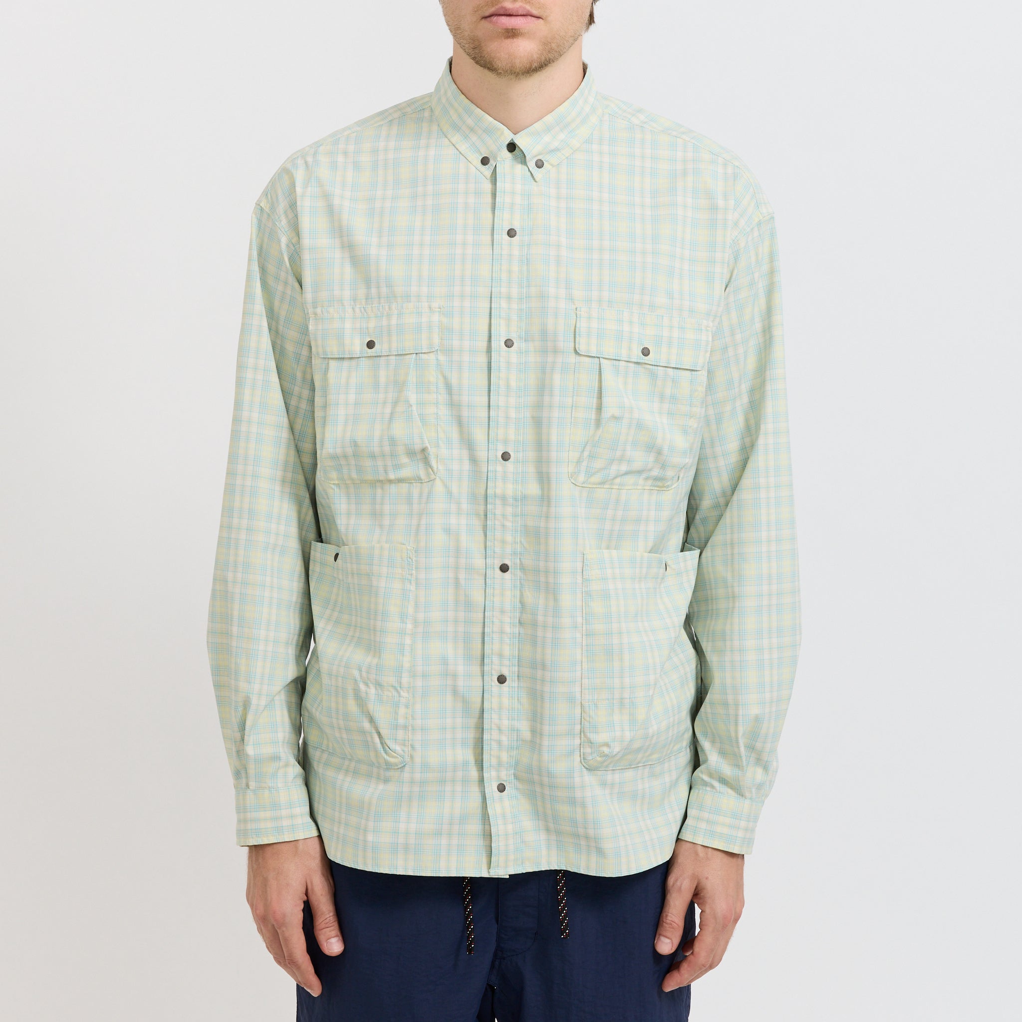 Mini Plaid Camp Shirt Beige