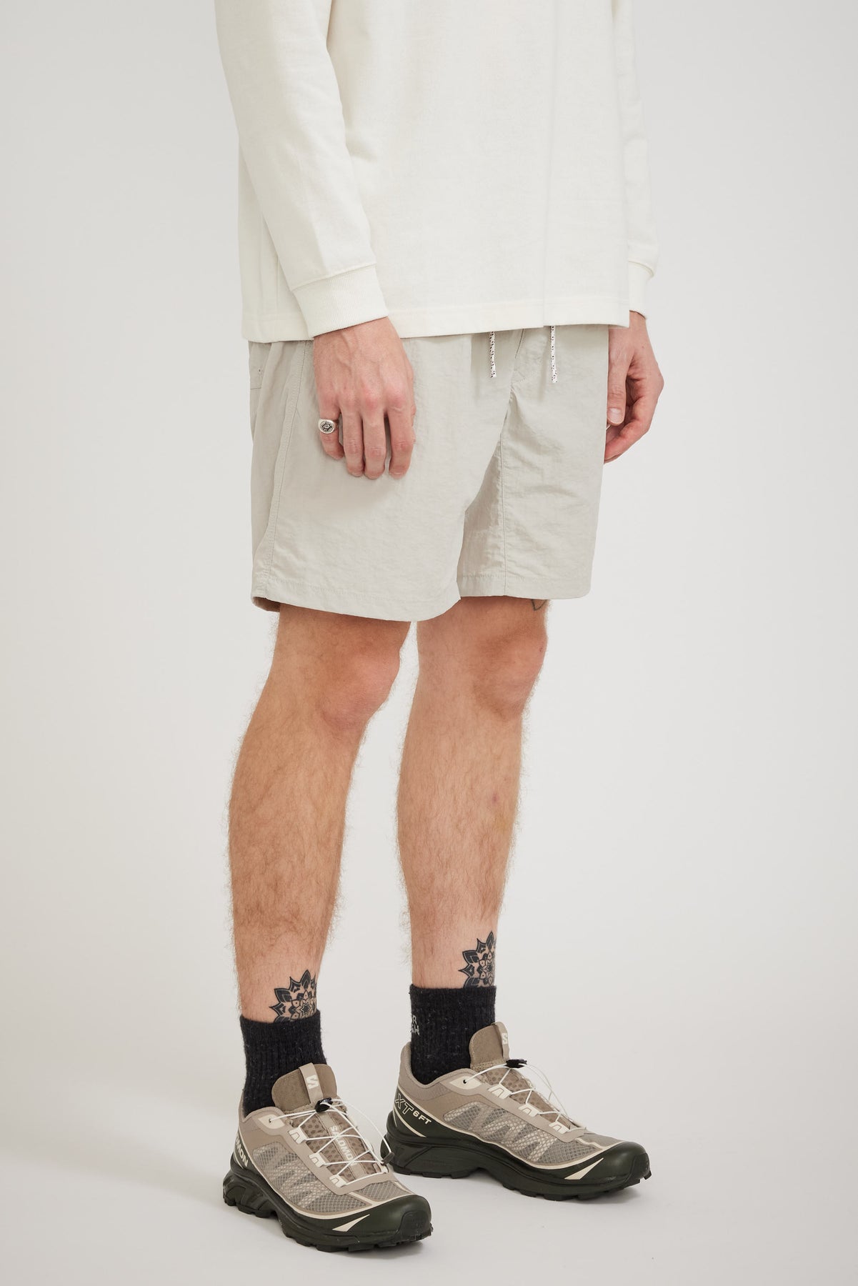 NANGA Nylon Tusser Easy Shorts Ivory | Maplestore