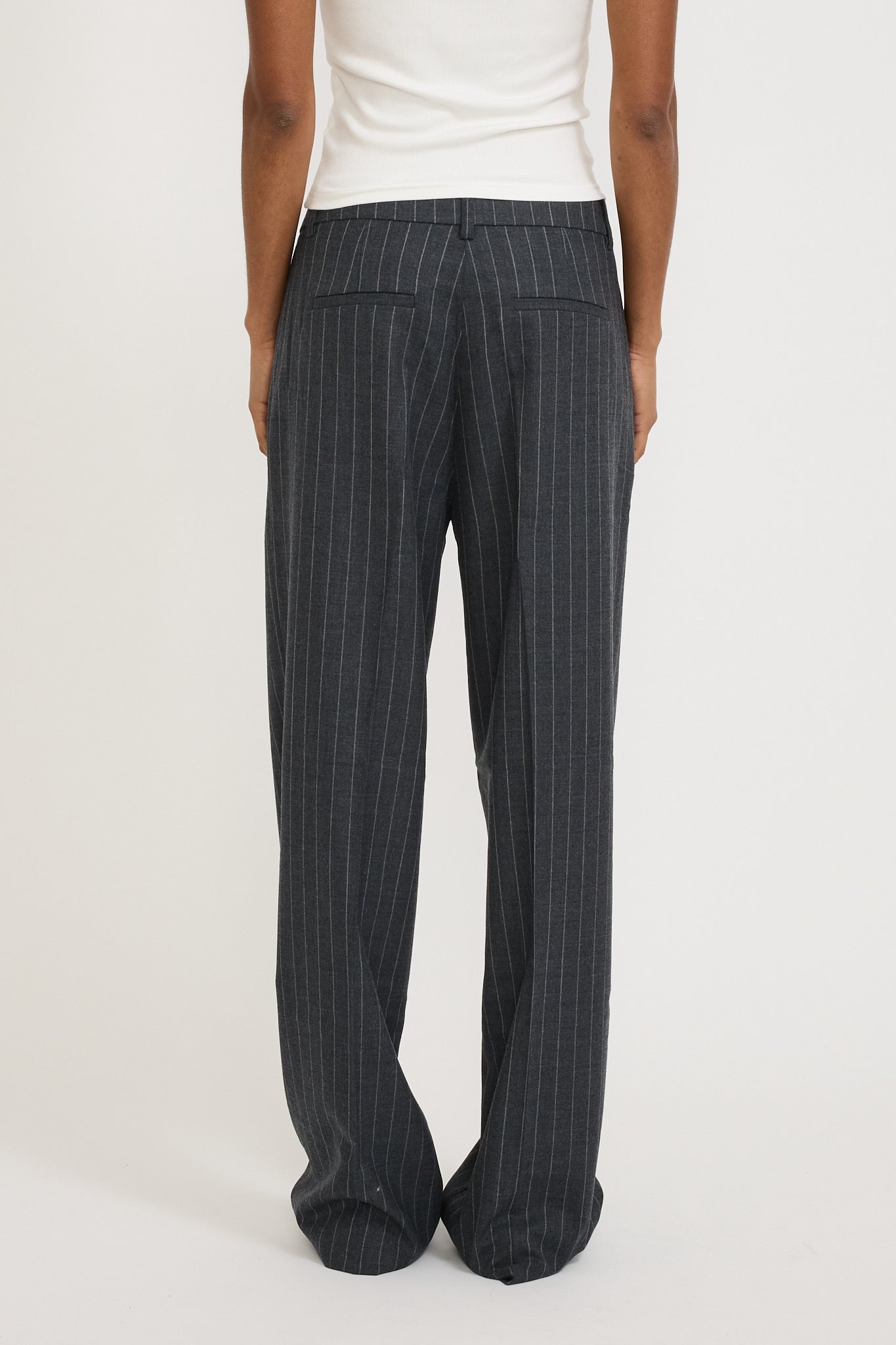 Coco Relaxed Pinstripe Pant Charcoal