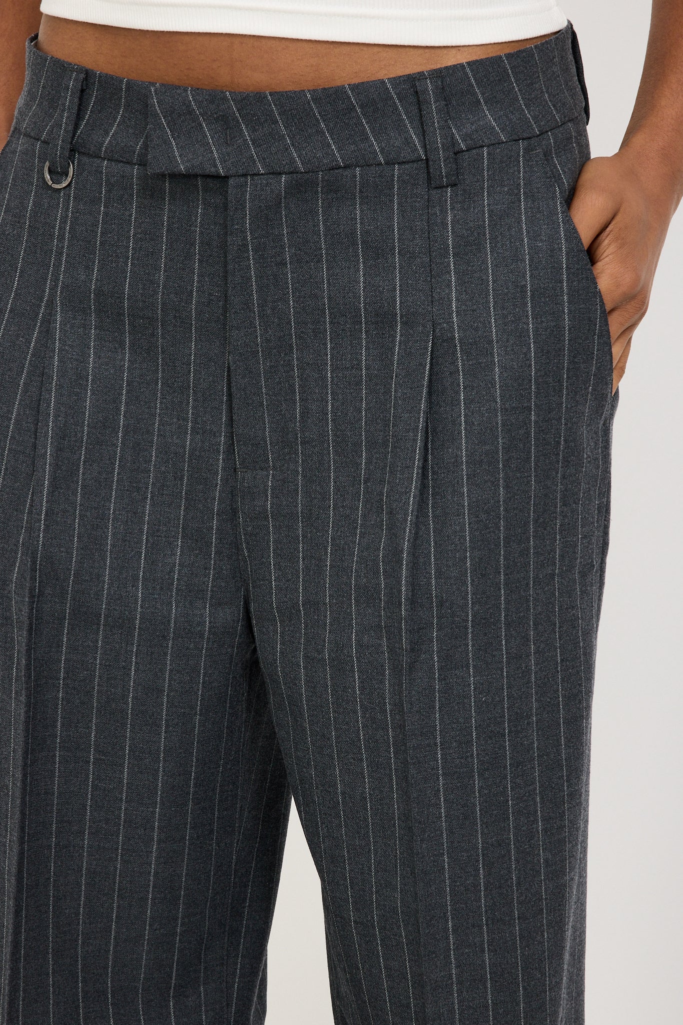 Coco Relaxed Pinstripe Pant Charcoal