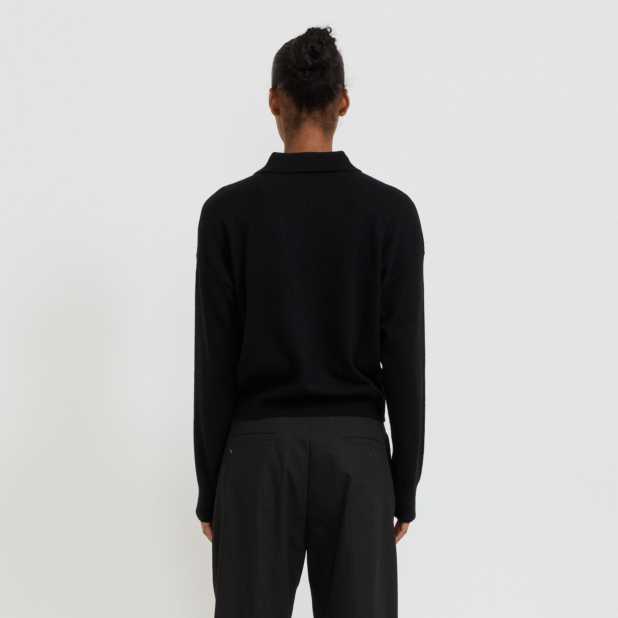 Wool Blend Knit Polo Black