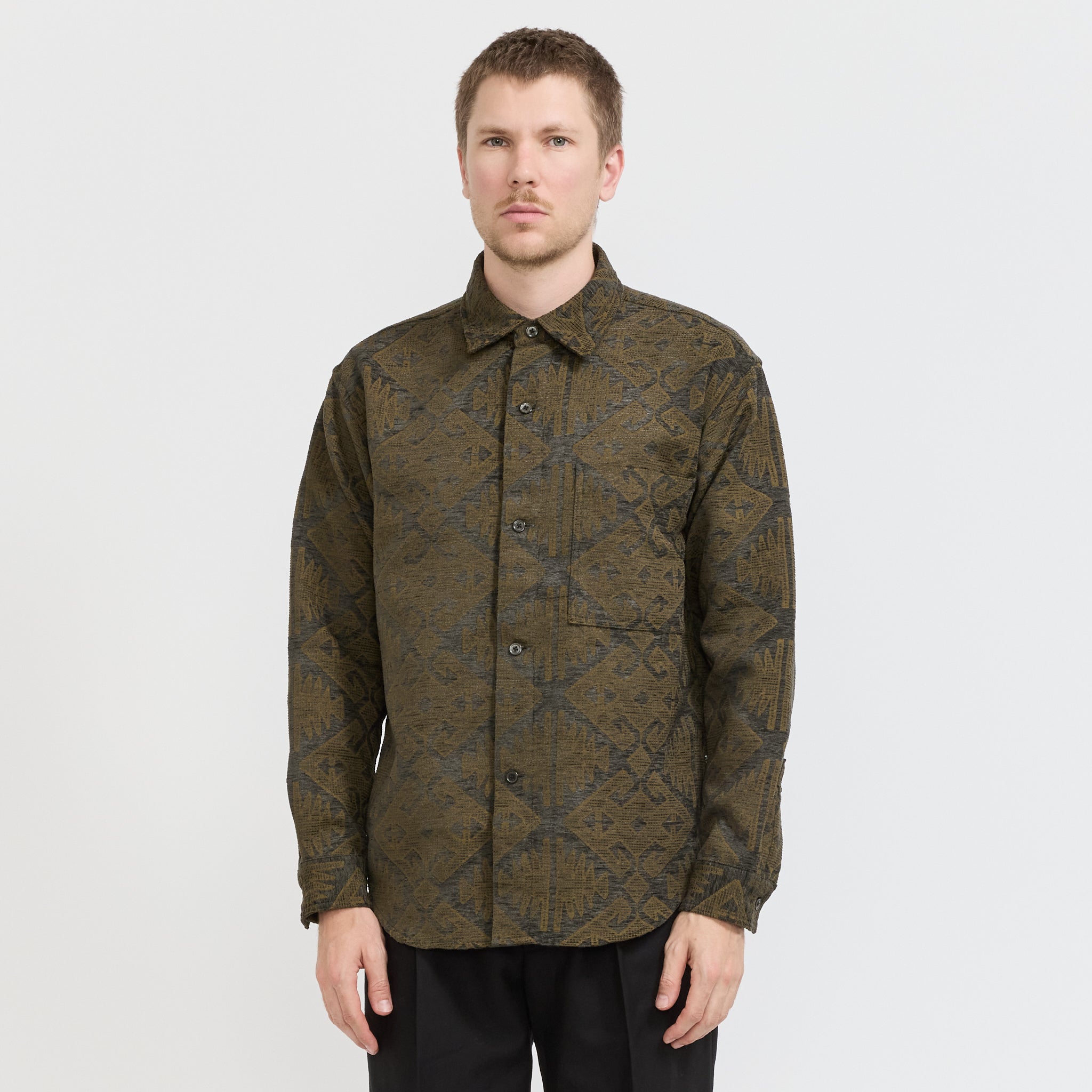 NN07 | Adwin Jacquard Overshirt Green Multi | Maplestore
