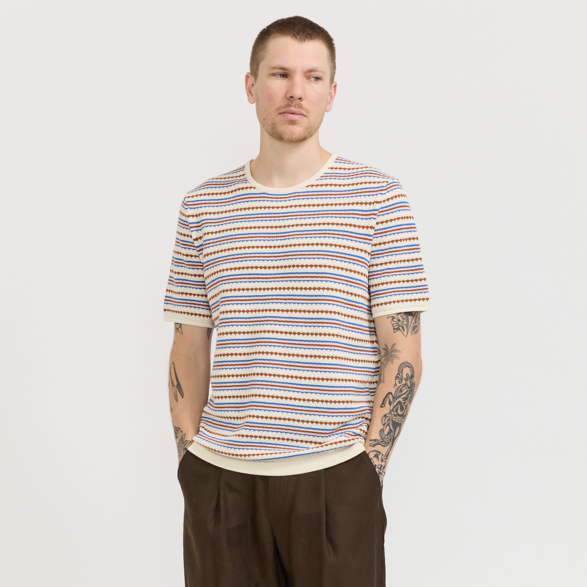 Bari T-Shirt Off White Stripe