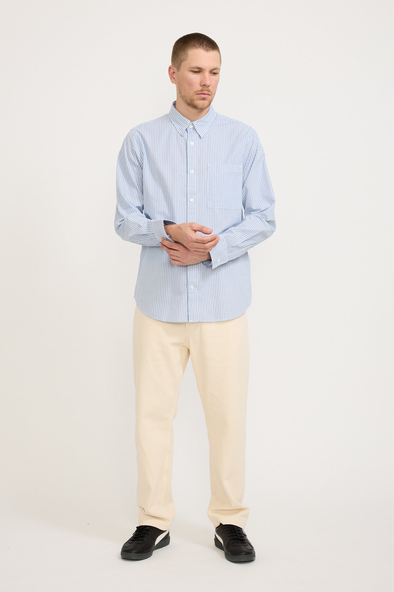 NN07 | Cohen Poplin Shirt Blue Stripe | Maplestore