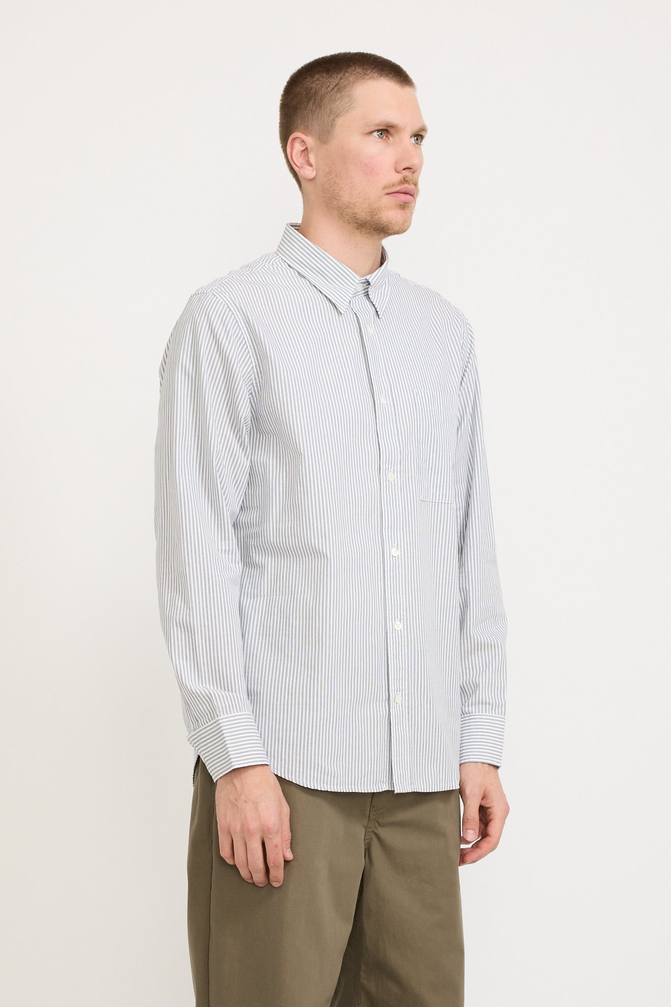 NN07 | Cohen Poplin Shirt Raven Stripe | Maplestore