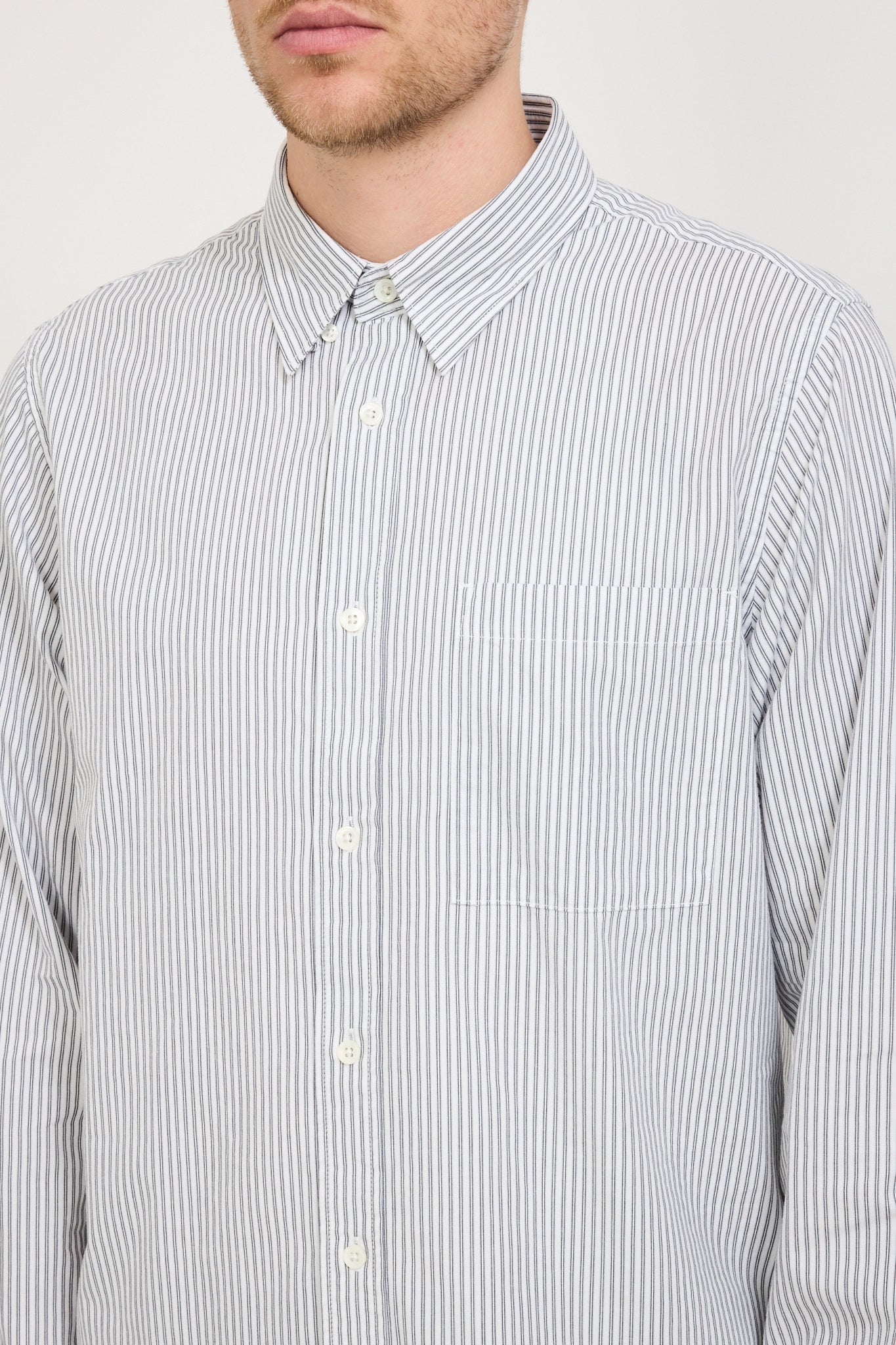 NN07 | Cohen Poplin Shirt Raven Stripe | Maplestore